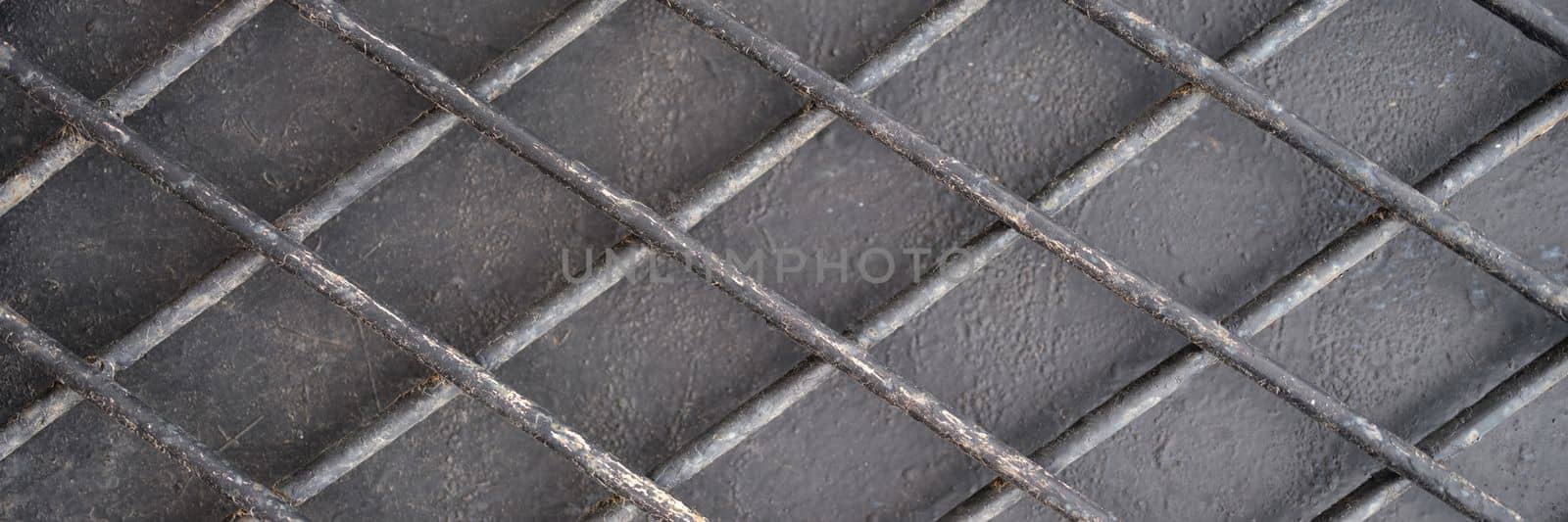 Metal grid grill clean big gray background by kuprevich