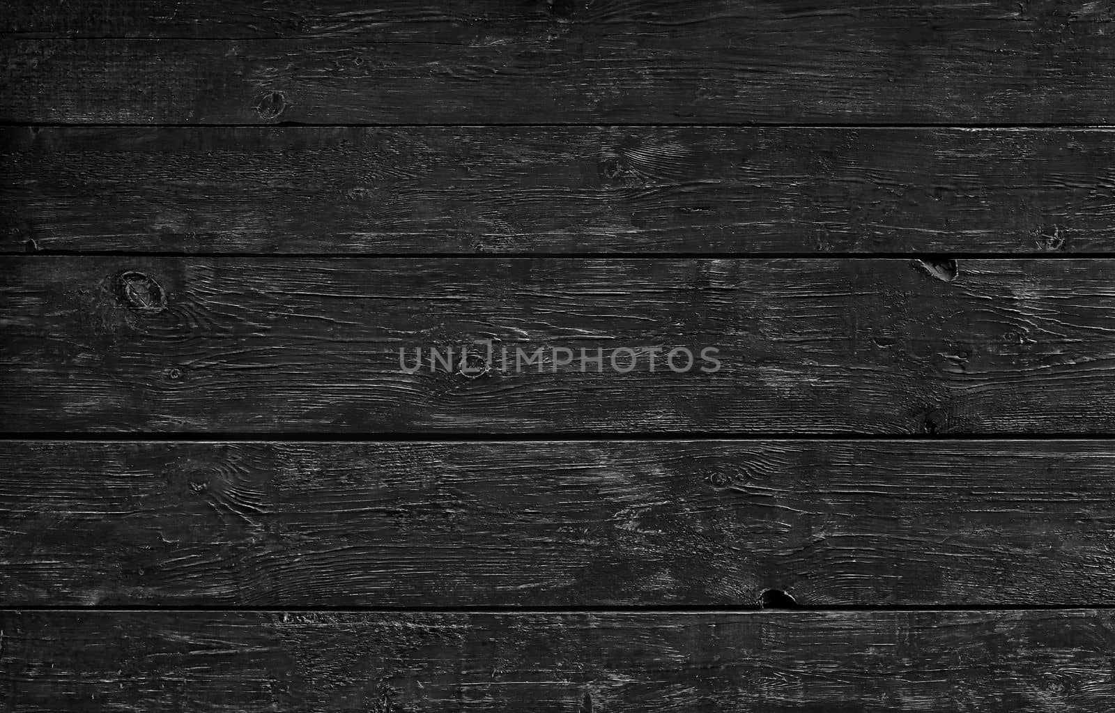 Close up background texture of black vintage weathered painted wooden planks, rustic style wall panel