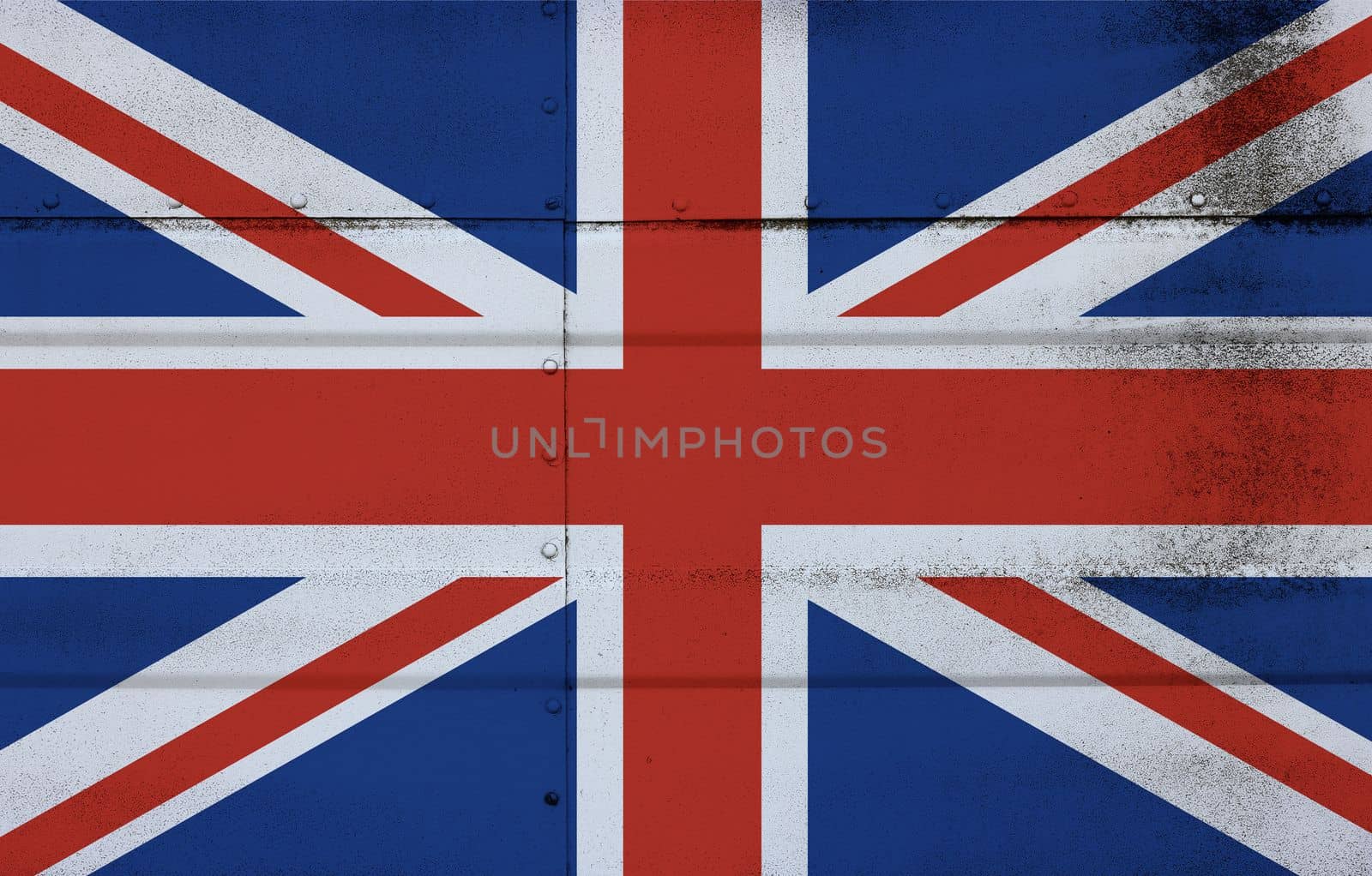 Grunge British flag on studded metal by BreakingTheWalls