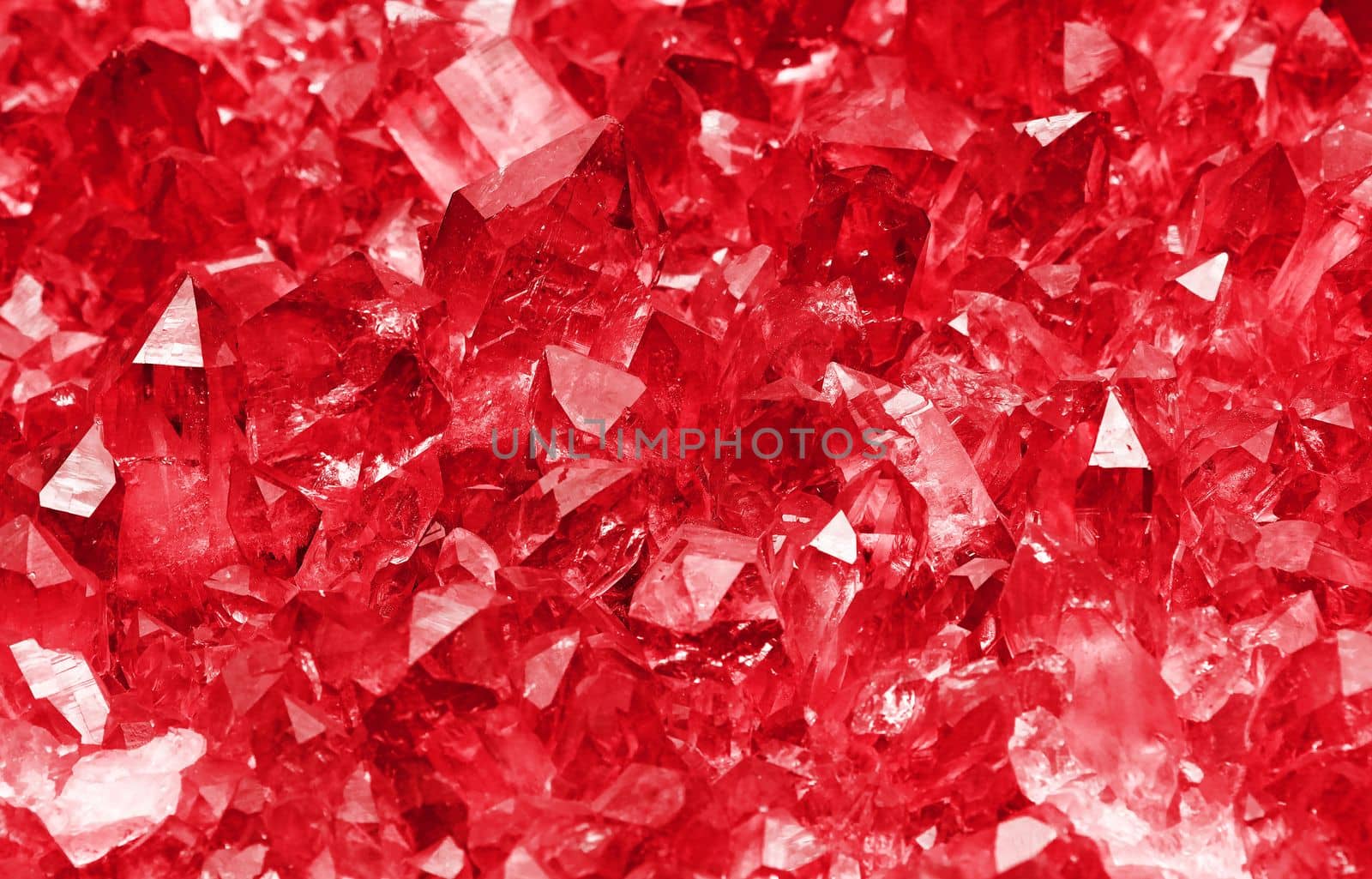 Cluster of ruby red quartz mineral crystals by BreakingTheWalls