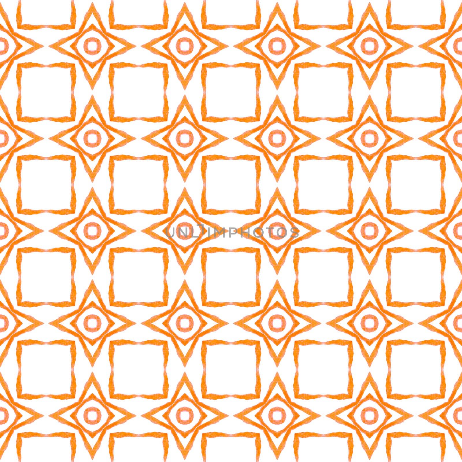 Oriental arabesque hand drawn border. Orange wondrous boho chic summer design. Arabesque hand drawn design. Textile ready magnificent print, swimwear fabric, wallpaper, wrapping.