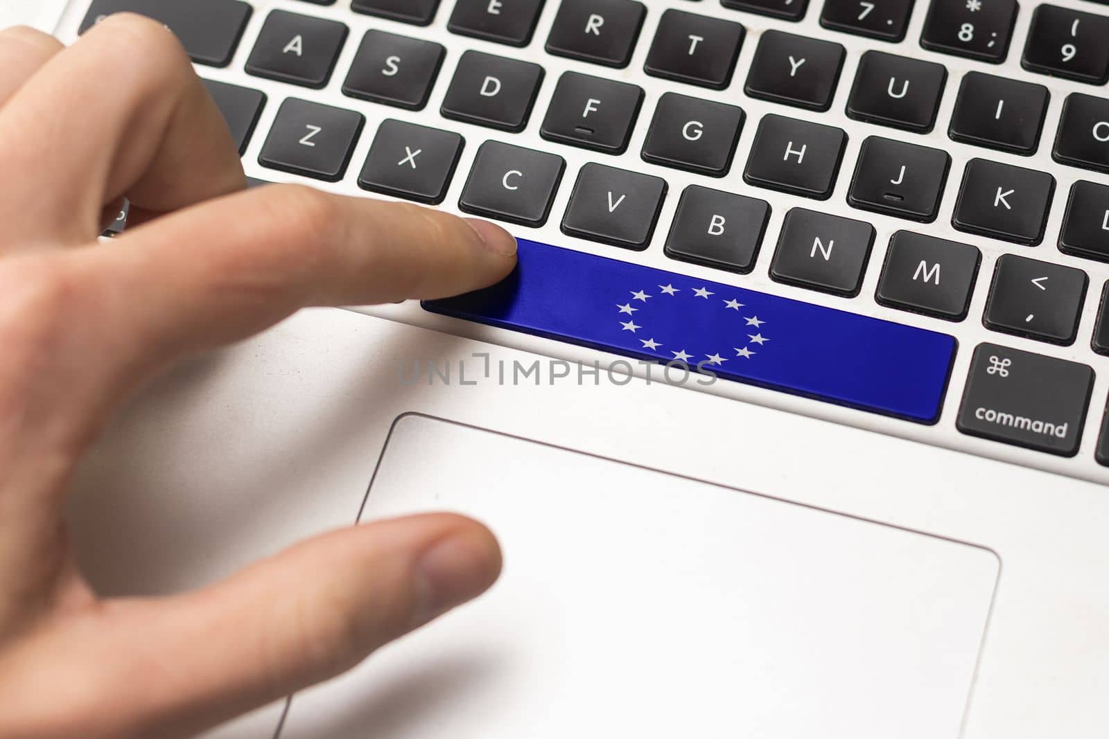 European Union and EU community CE marking concept with sign, symbol and EU flag on a computer key by Andelov13