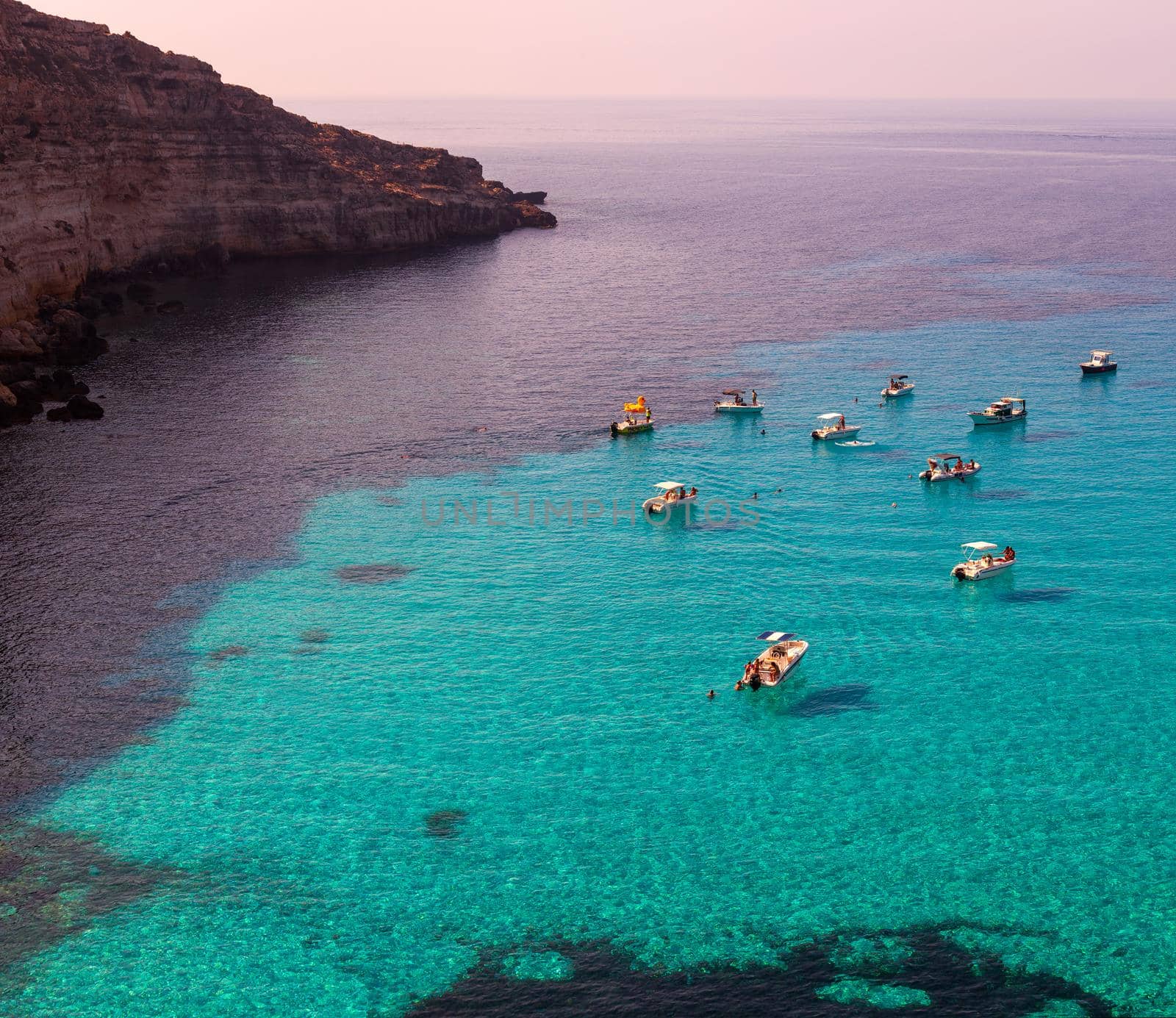 View of Tabaccara famous sea place of Lampedusa