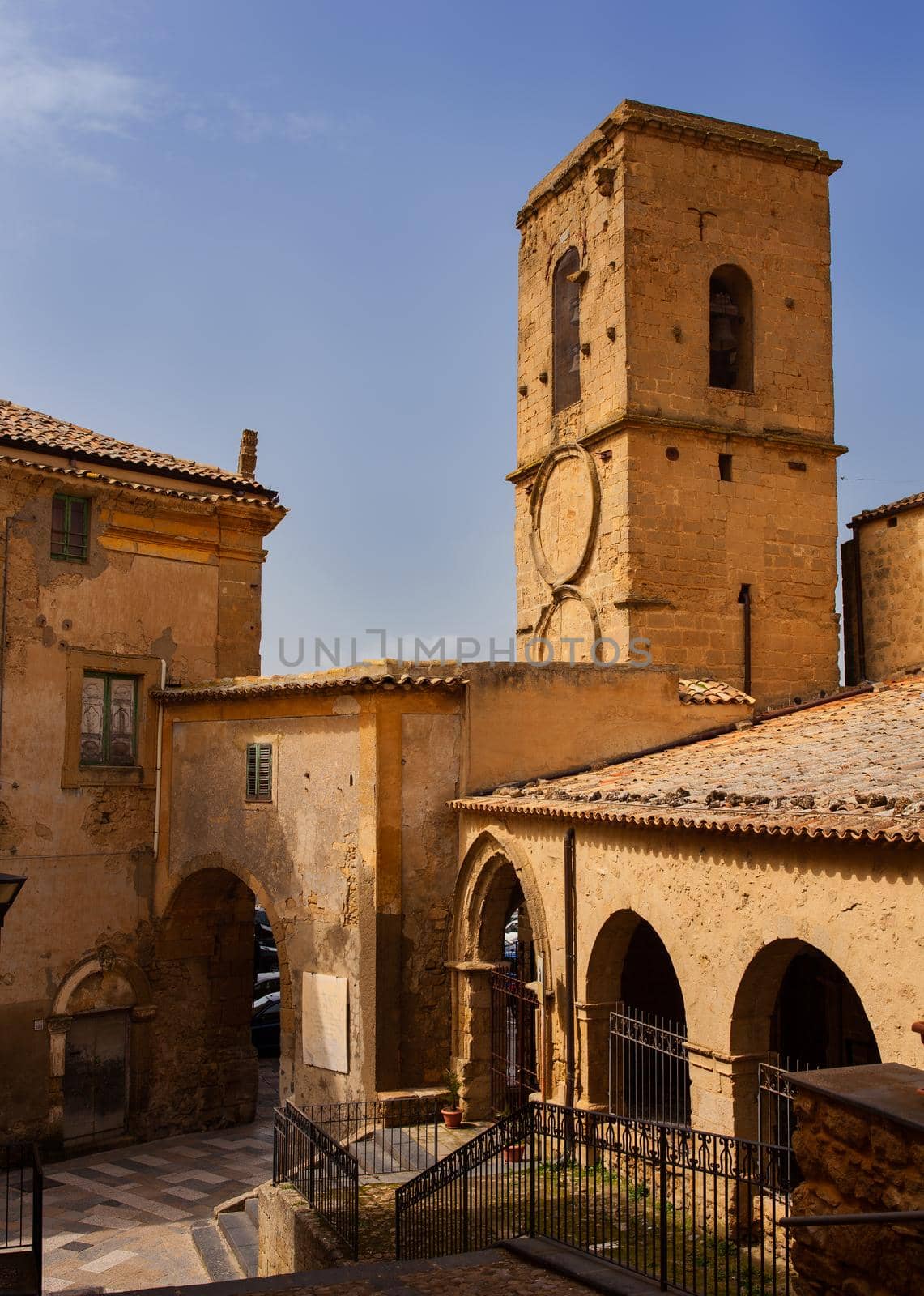 View of the San Leone Basilica of Assoro, Sicily. Italy