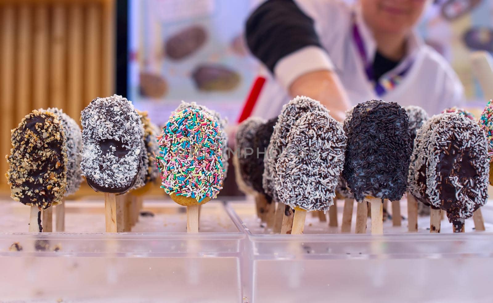 View of many delicious chocolate icecreams
