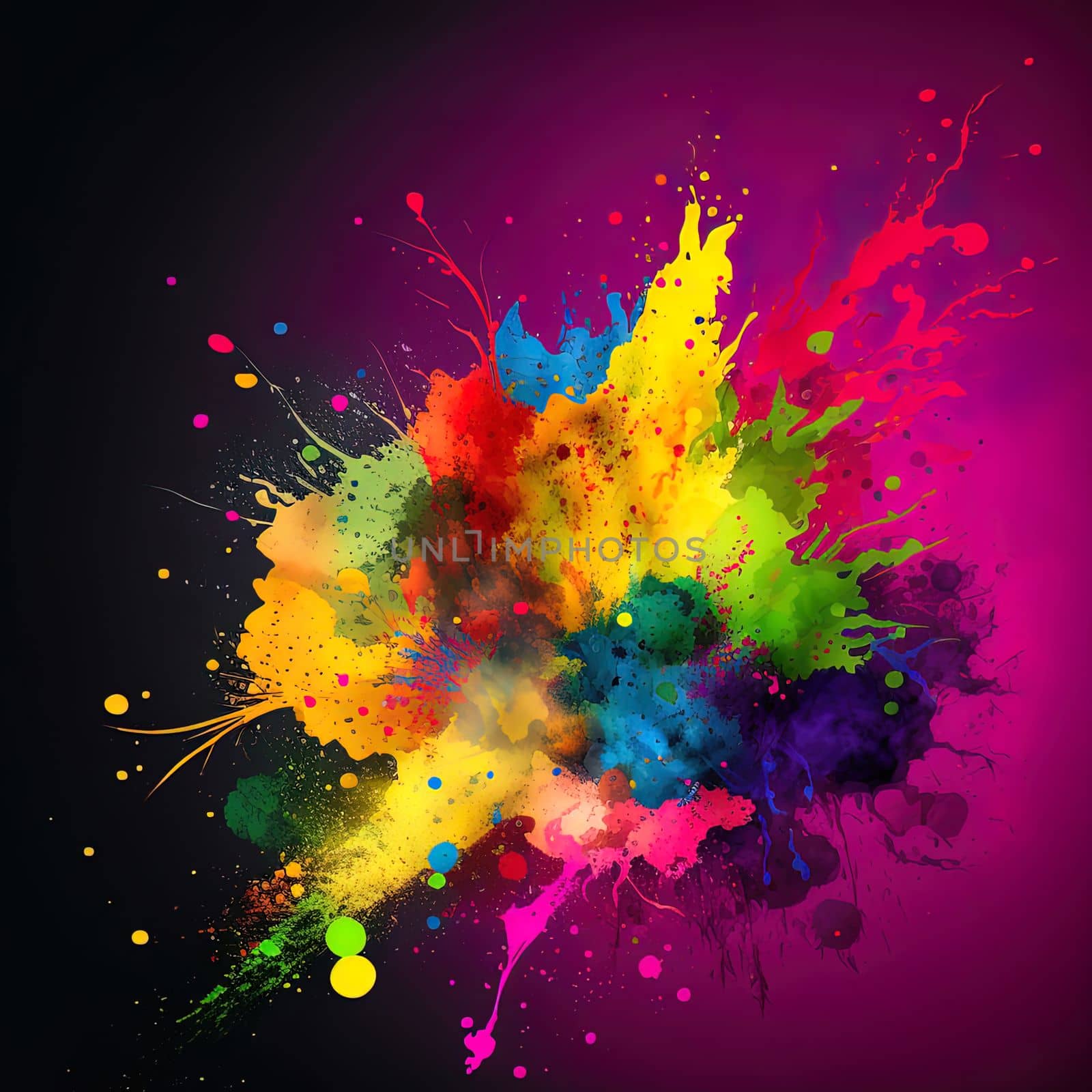 Splashes of paint on the Holi holiday colorful wallpaper background