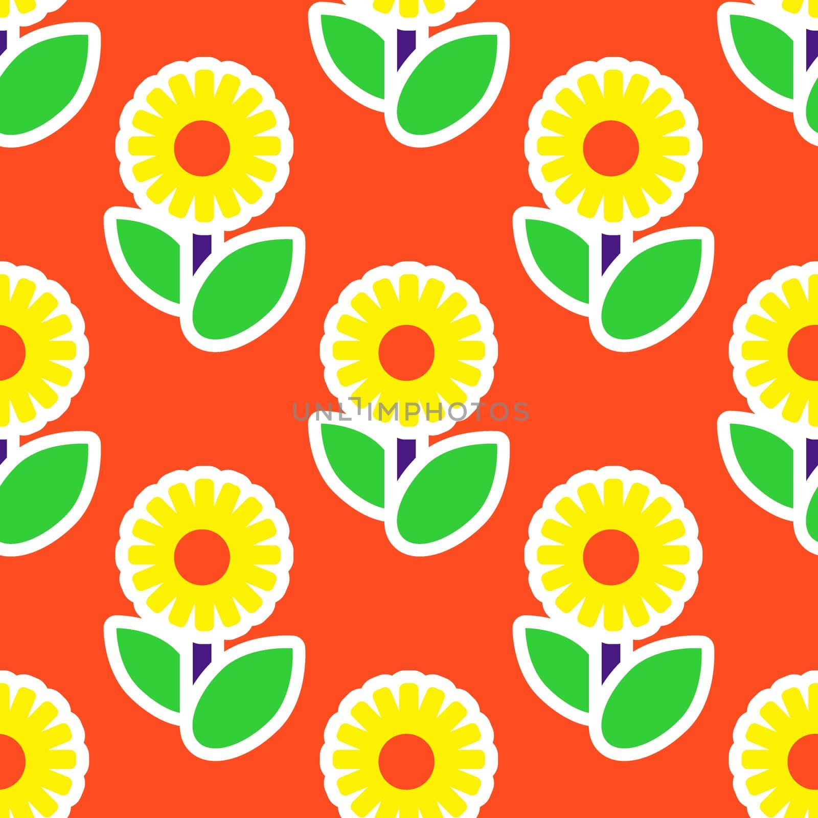 Y2K floral pattern. Funny funky retro flowers background by Dustick
