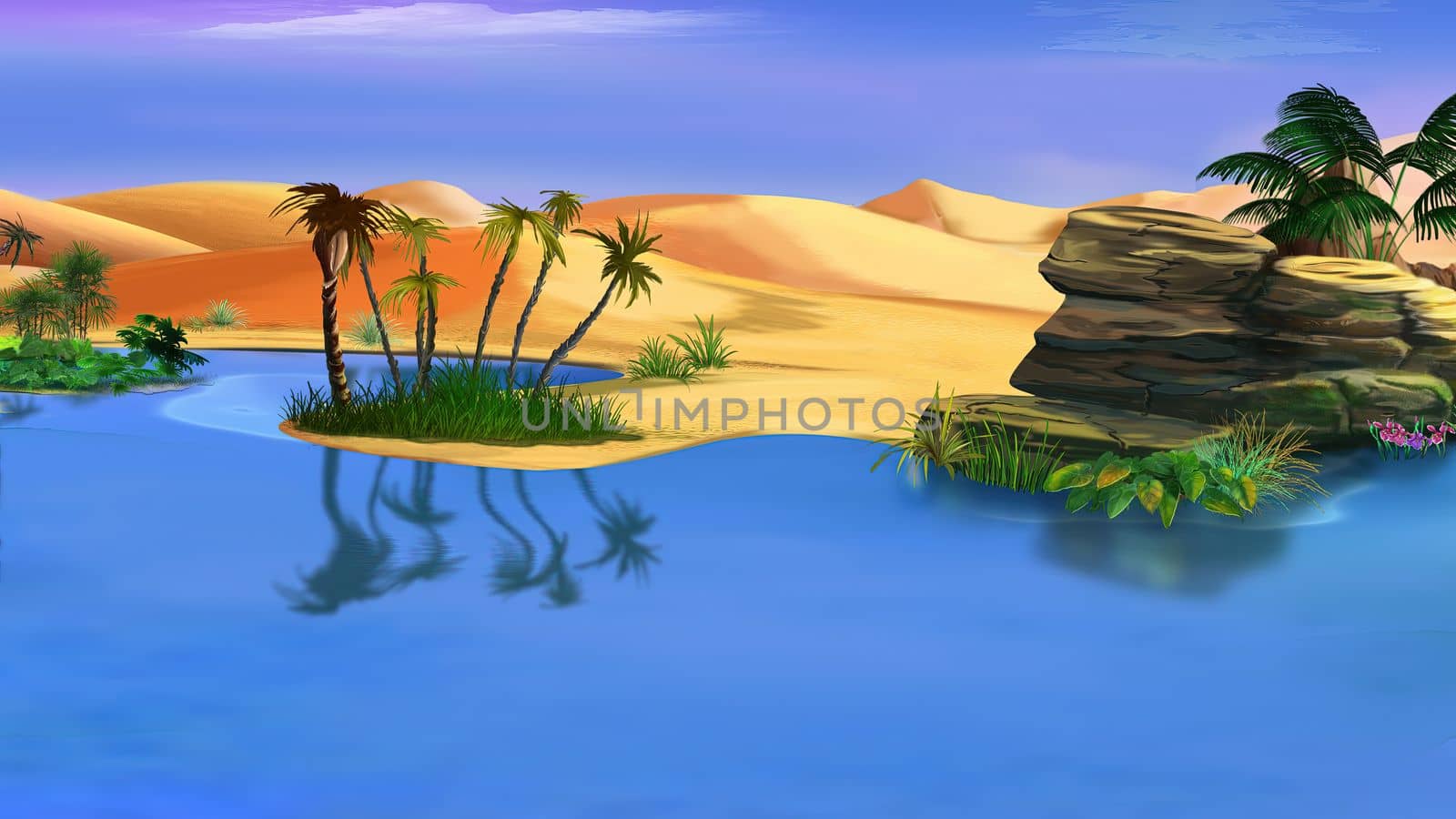 Oasis in the desert illustration by Multipedia