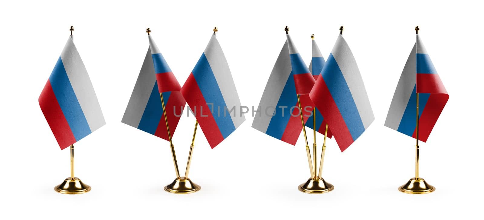 Small national flags of the Russia on a white background by butenkow