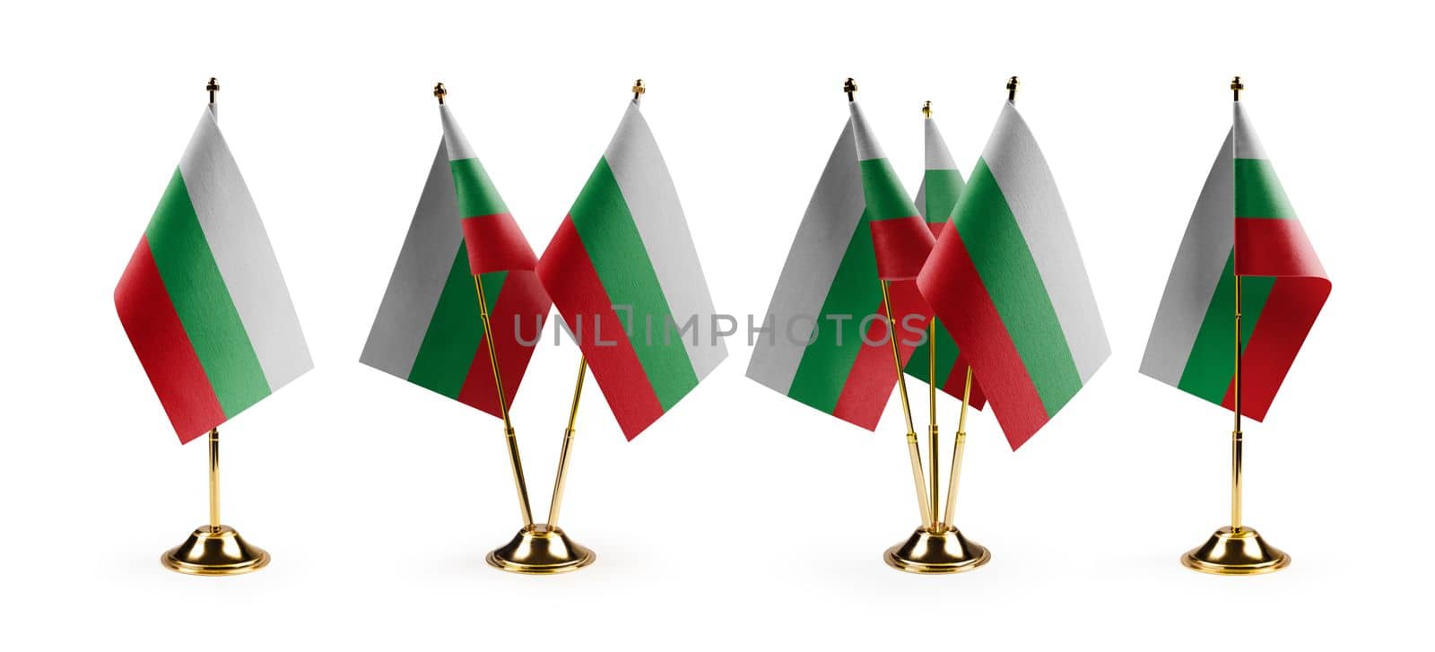 Small national flags of the Bulgaria on a white background.