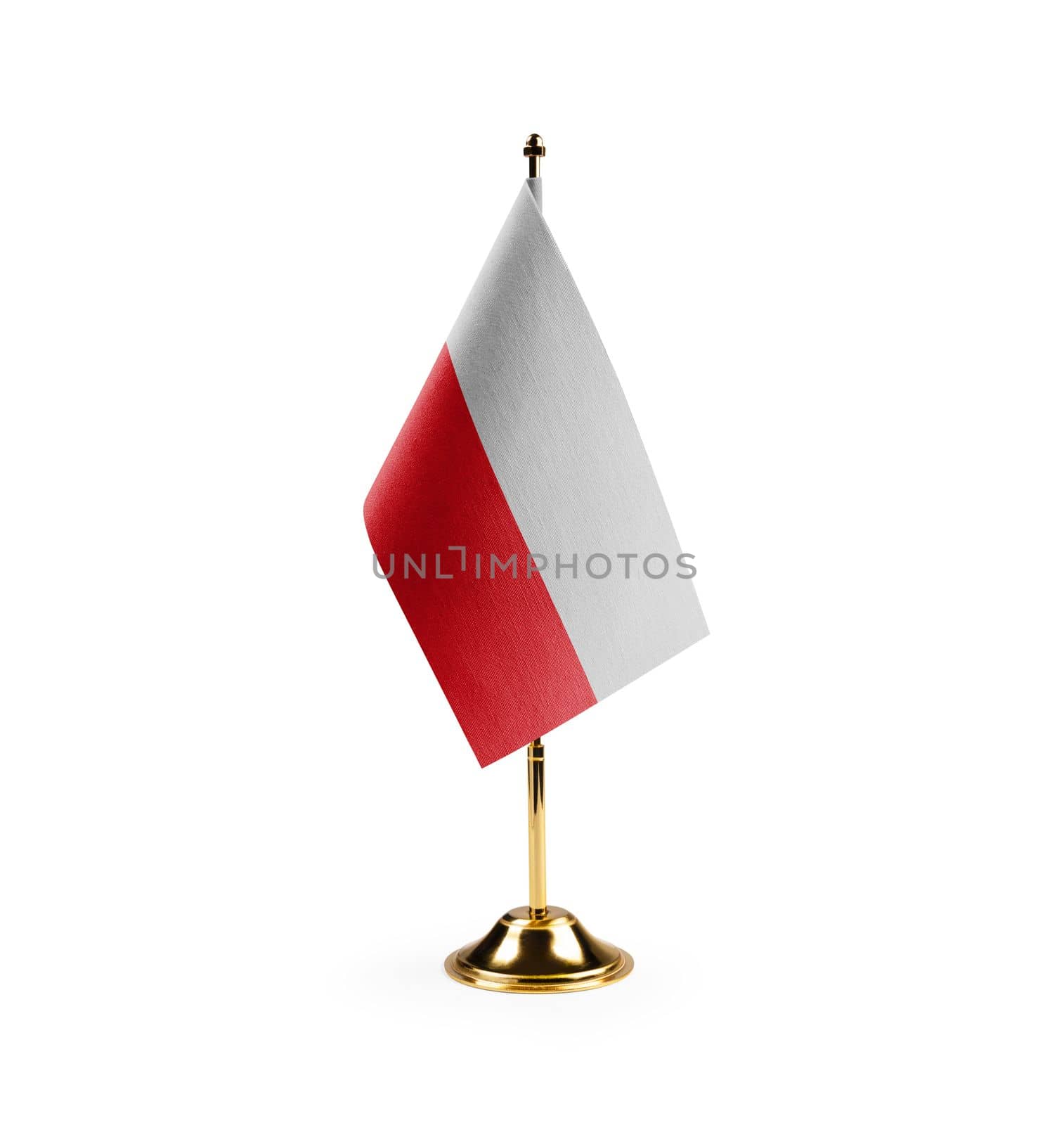 Small national flag of the Poland on a white background by butenkow