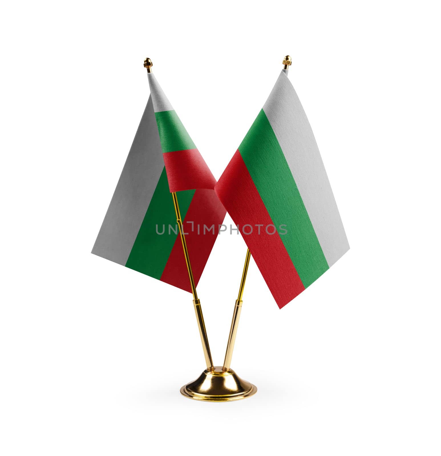 Small national flags of the Bulgaria on a white background by butenkow