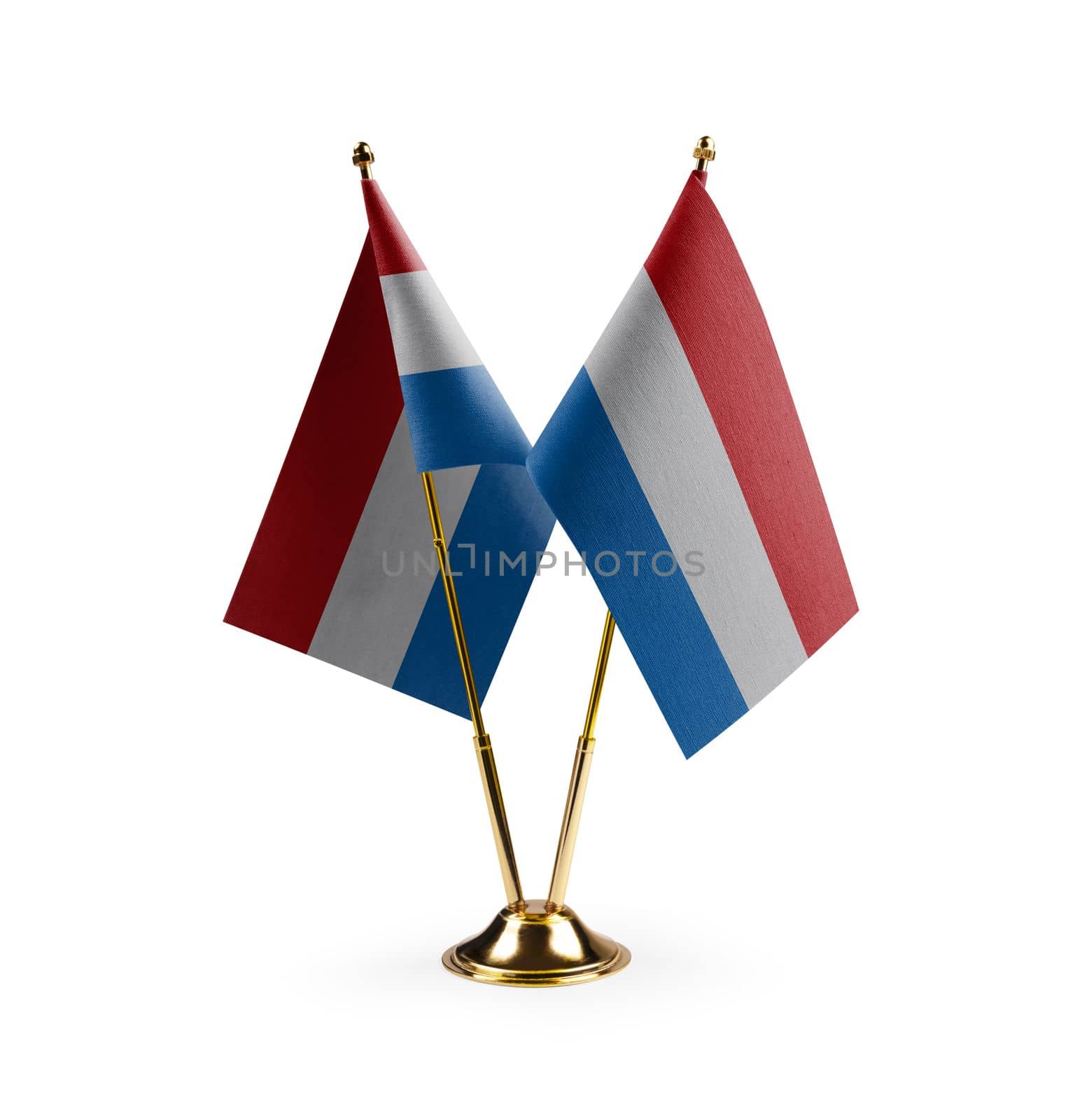 Small national flags of the Netherlands on a white background by butenkow