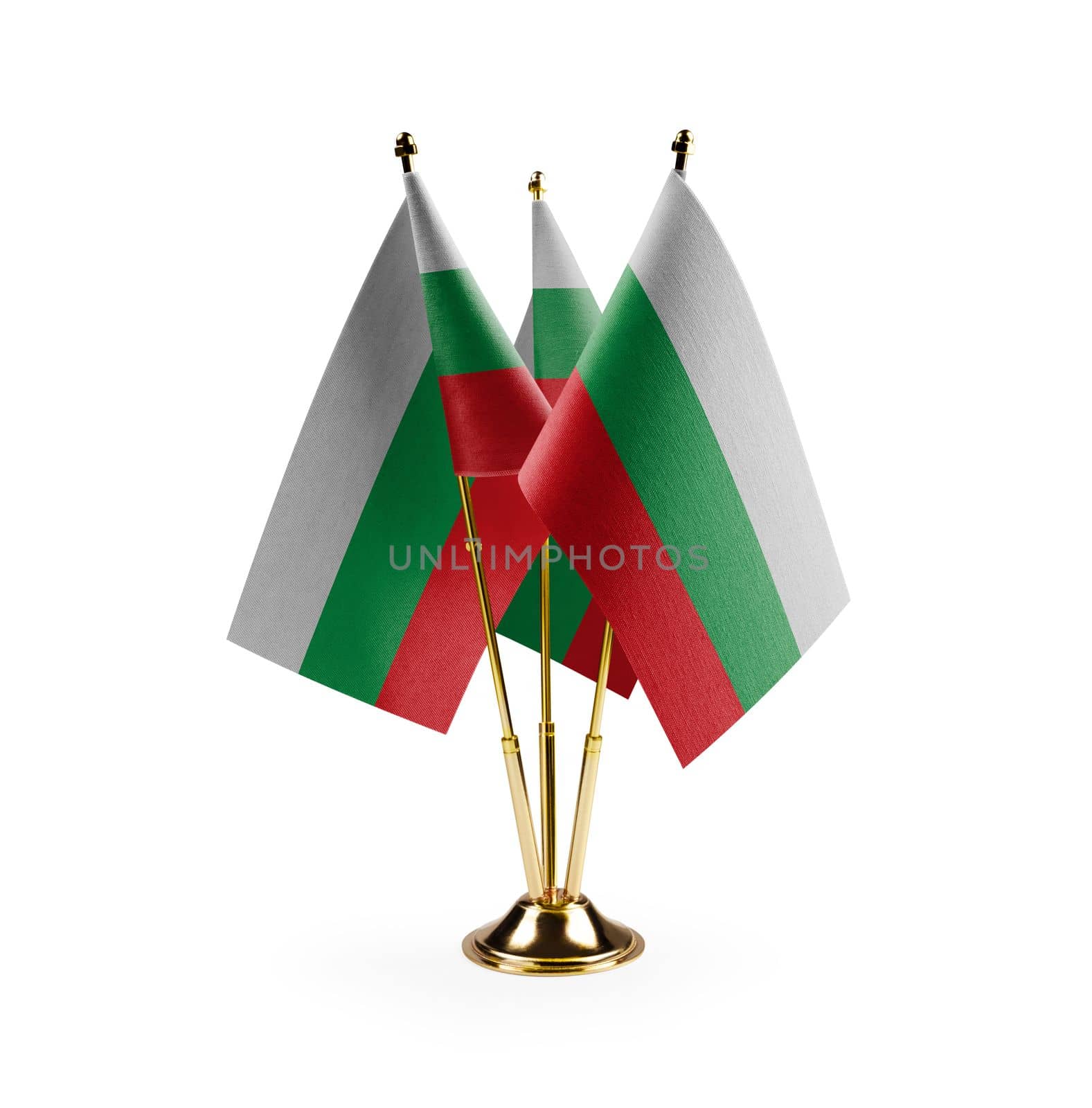 Small national flags of the Bulgaria on a white background by butenkow