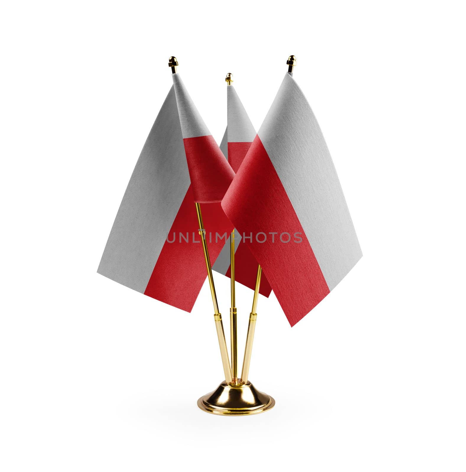 Small national flags of the Poland on a white background.