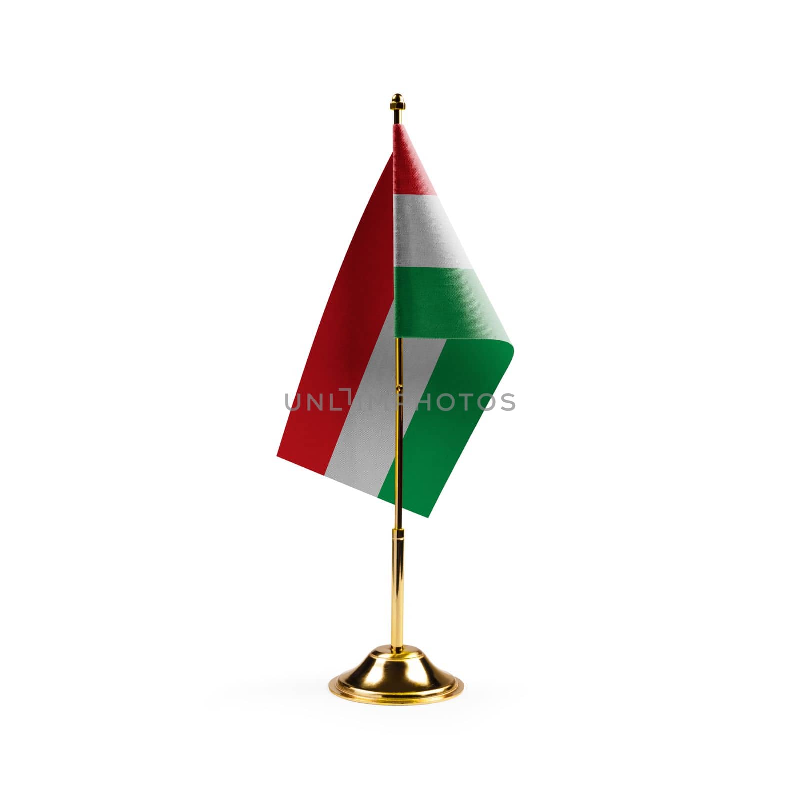 Small national flag of the Hungary on a white background.