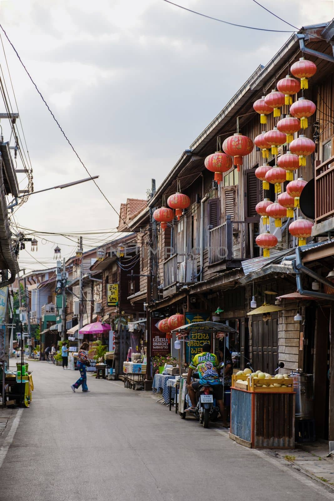 Chiang Khan village North Eastern Thailand February 2023 a traditional village with a wooden houses alongside the Mekong river in Thailand