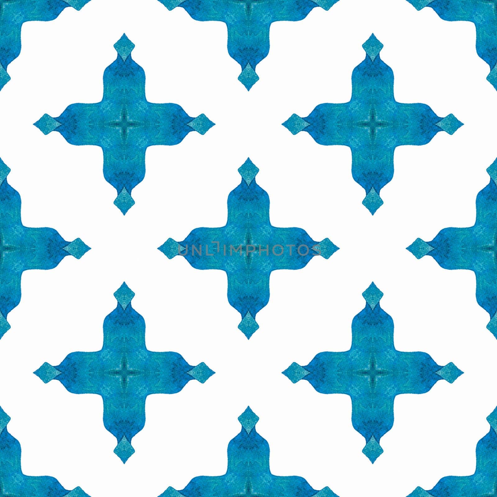 Watercolor ikat repeating tile border. Blue by beginagain