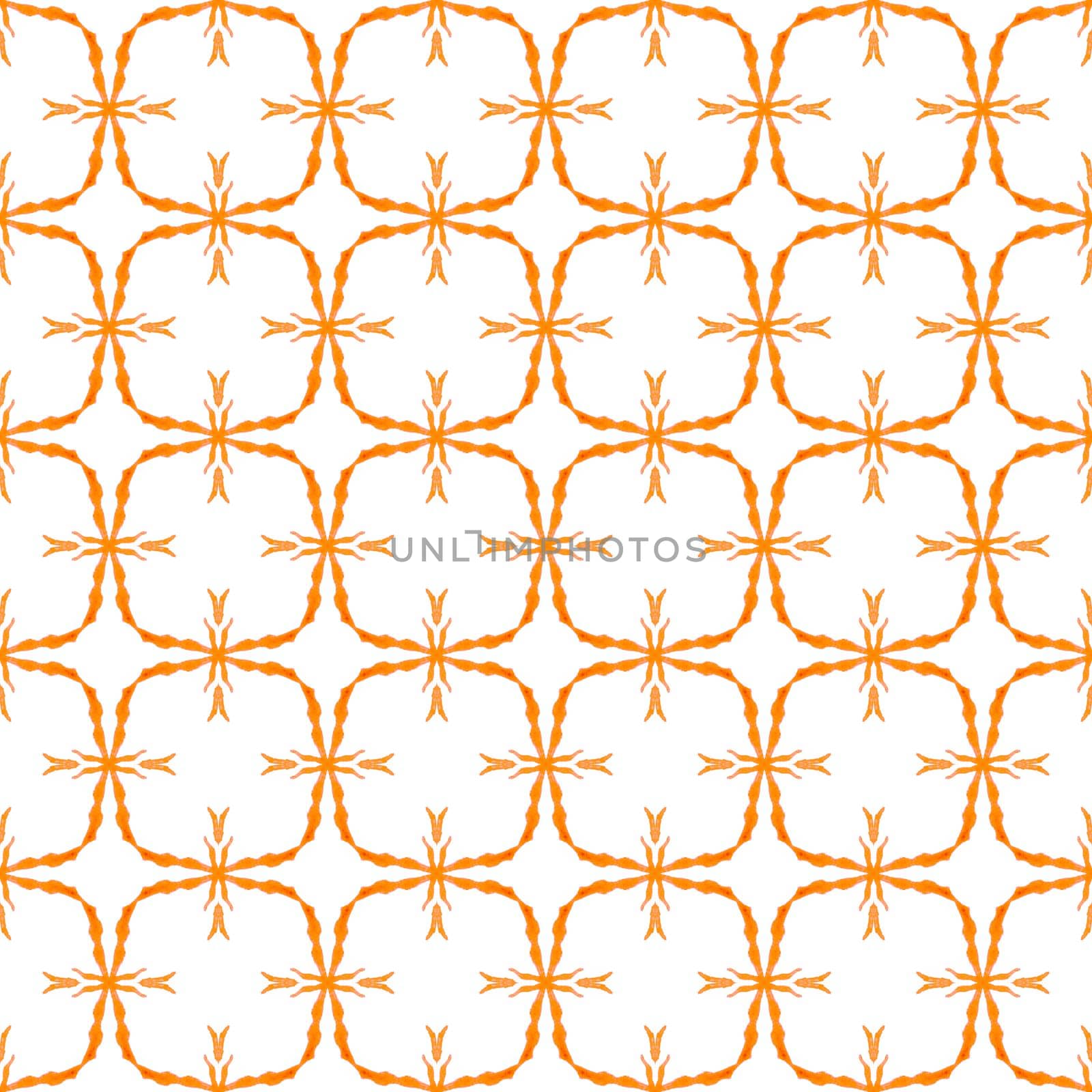 Mosaic seamless pattern. Orange neat boho chic summer design. Textile ready outstanding print, swimwear fabric, wallpaper, wrapping. Hand drawn green mosaic seamless border.