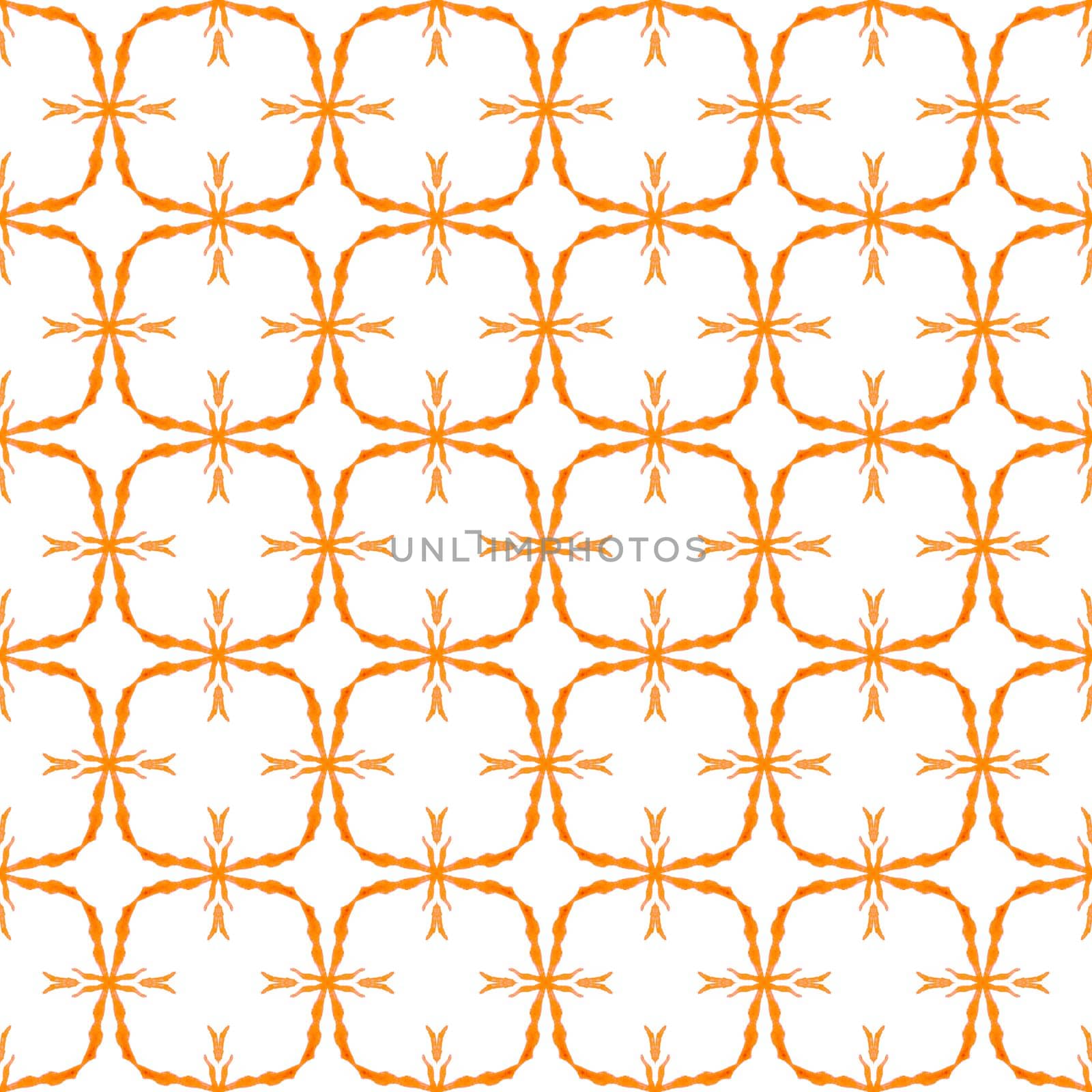 Mosaic seamless pattern. Orange neat boho chic summer design. Textile ready outstanding print, swimwear fabric, wallpaper, wrapping. Hand drawn green mosaic seamless border.