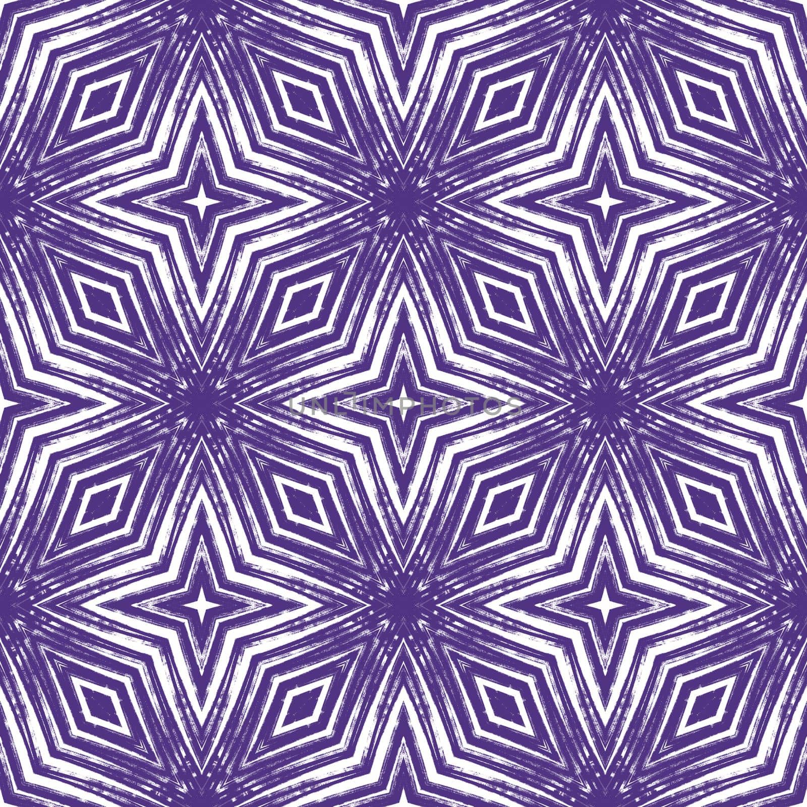Mosaic seamless pattern. Purple symmetrical kaleidoscope background. Textile ready fair print, swimwear fabric, wallpaper, wrapping. Retro mosaic seamless design.