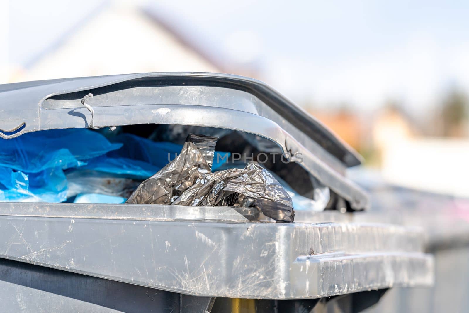 municipal waste in a plastic container. High quality photo