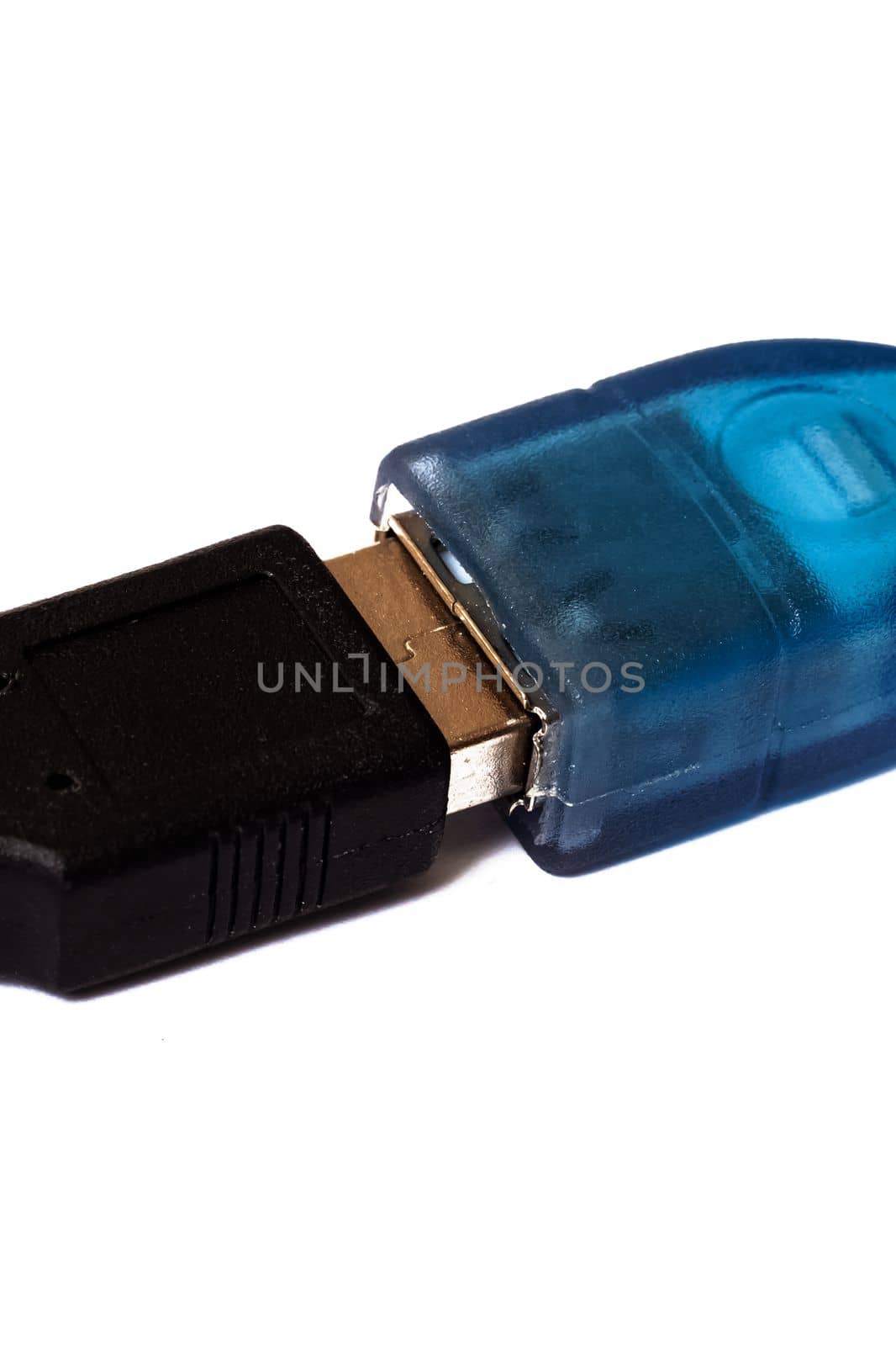 Connection of two USB cables isolated on a white background