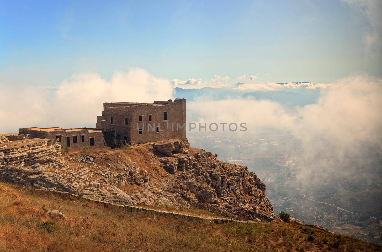 View of the building in the spanish neighborhood, Erice. Trapani