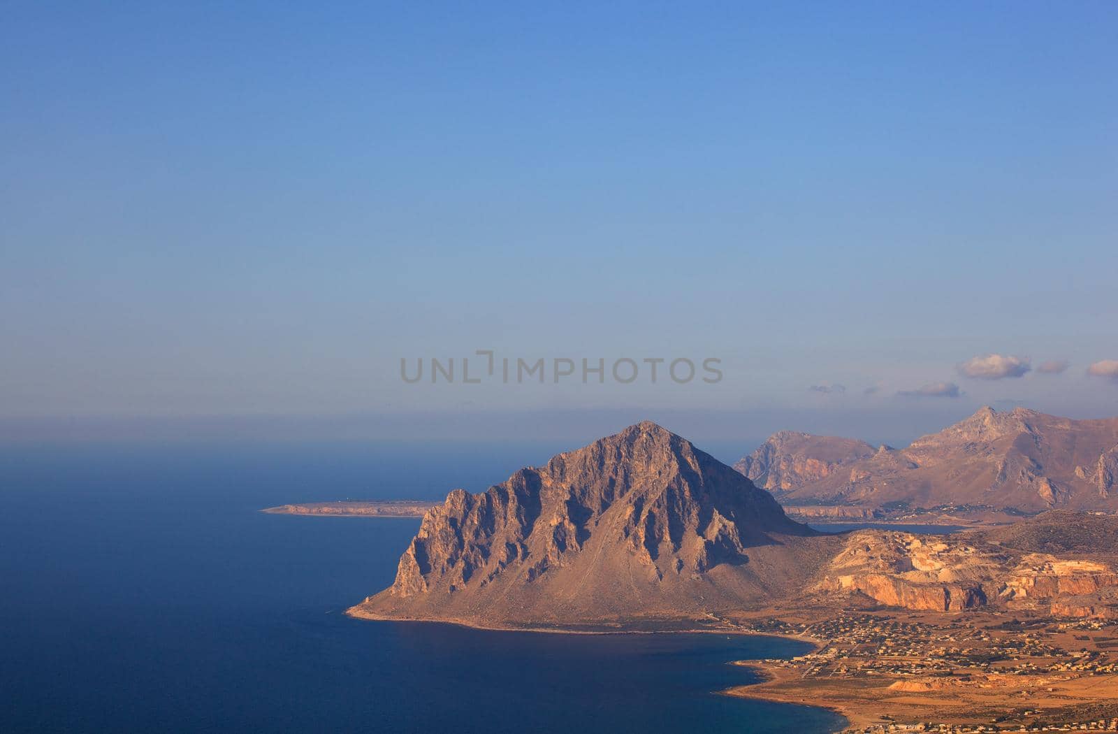 View of the Cofano Mountain in Erice, Trapani. Sicily