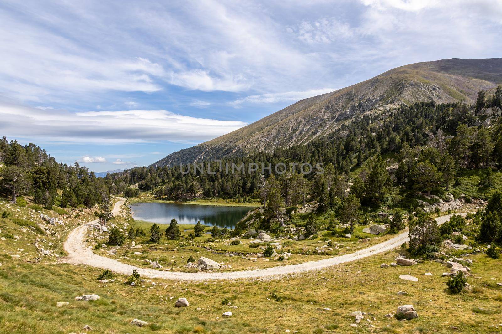 Summer landscape in La Cerdanya, Lake Pera, Pyrenees mountain, Catalonia, Spain
