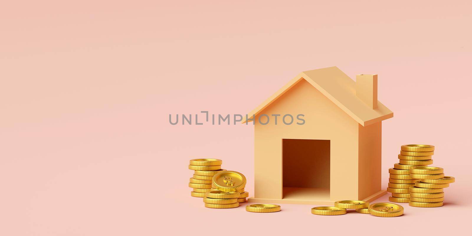 Property investment and house mortgage financial concept, 3d illustration