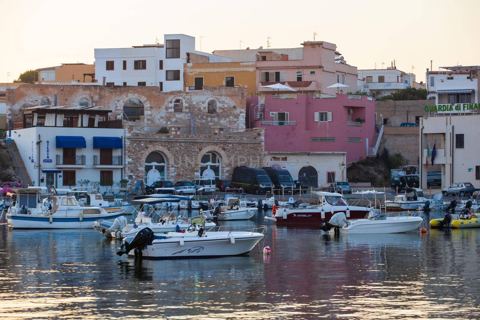 LAMPEDUSA, ITALY - AUGUST, 01: View of the old town of Lampedusa at sunset on August 01, 2018