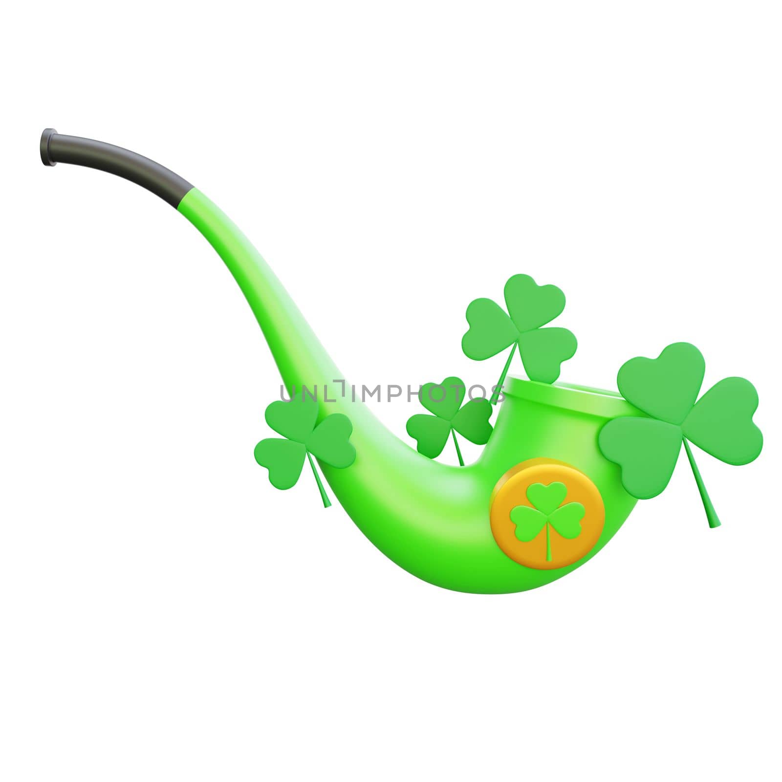 3d rendering of st patrick day smoking pipe icon