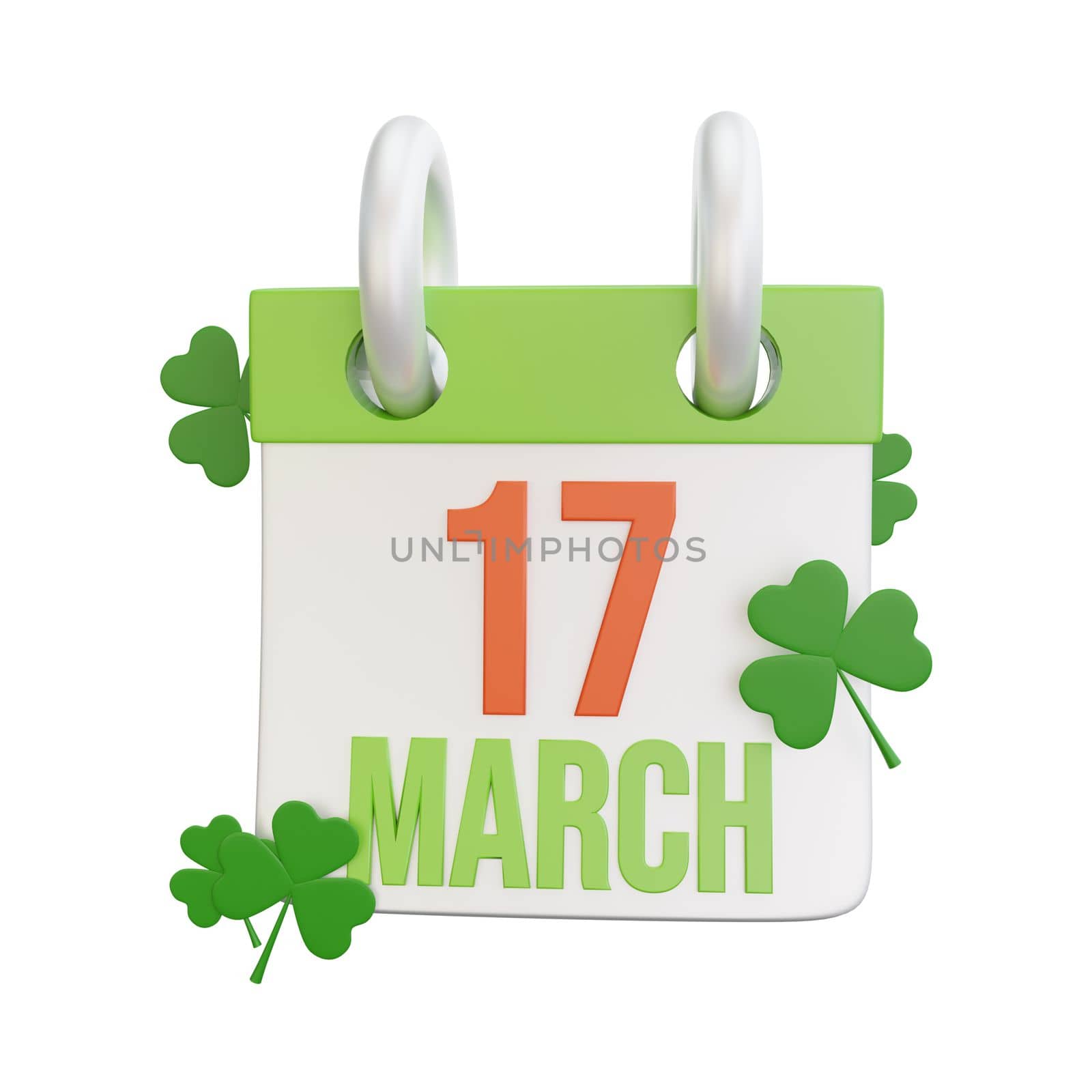 3d rendering of st patrick day calendar icon