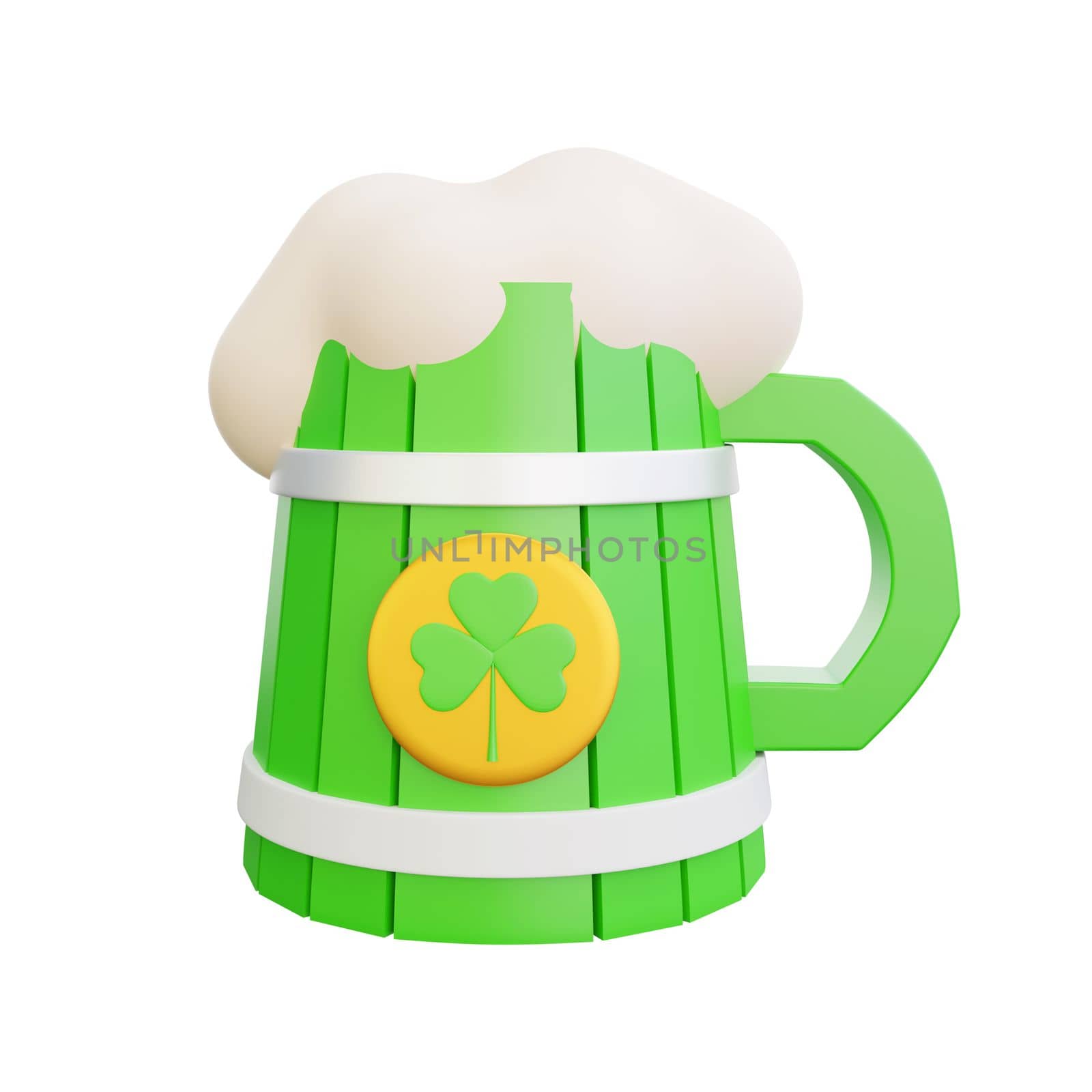 3d rendering of st patrick day beer icon