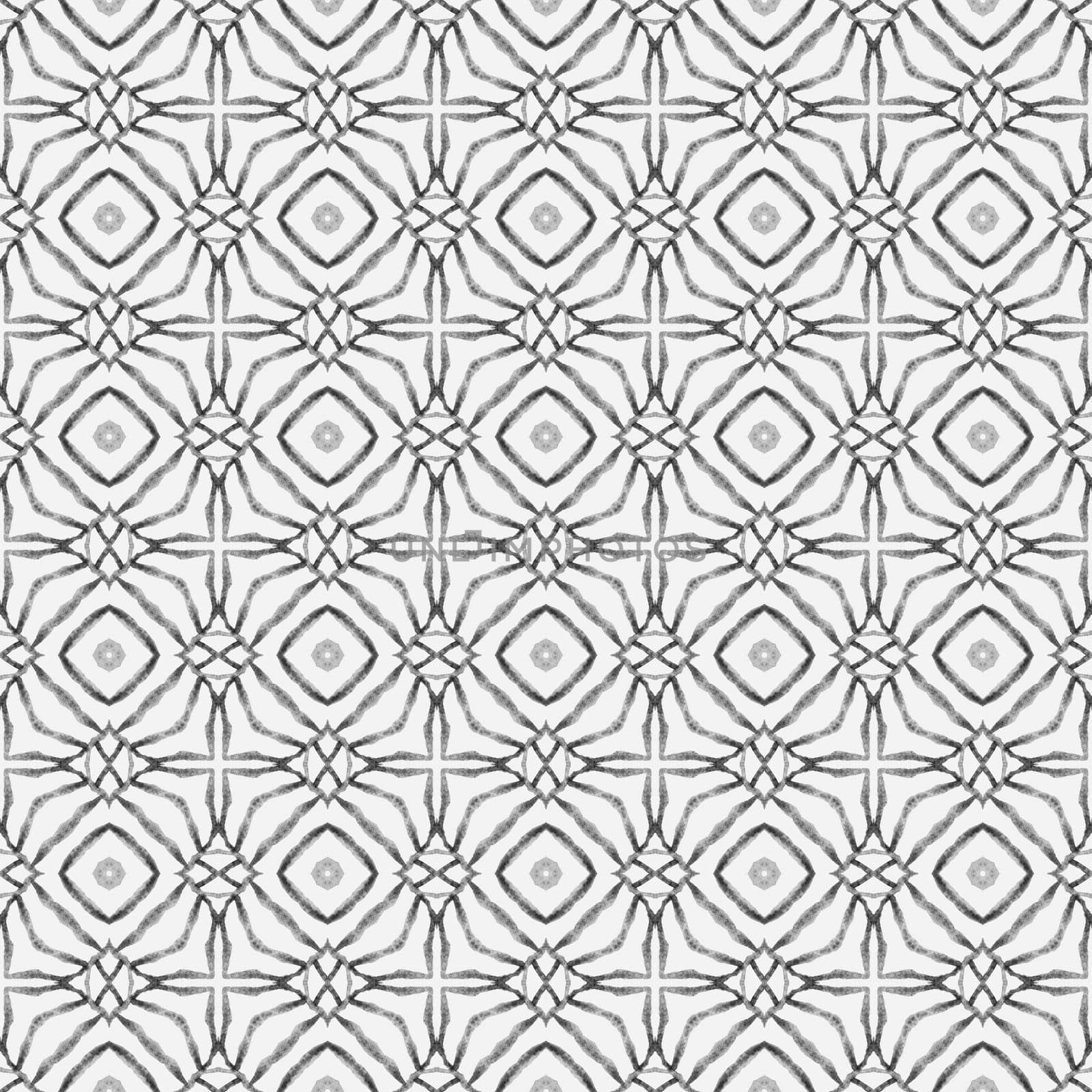 Medallion seamless pattern. Black and white exquisite boho chic summer design. Textile ready curious print, swimwear fabric, wallpaper, wrapping. Watercolor medallion seamless border.