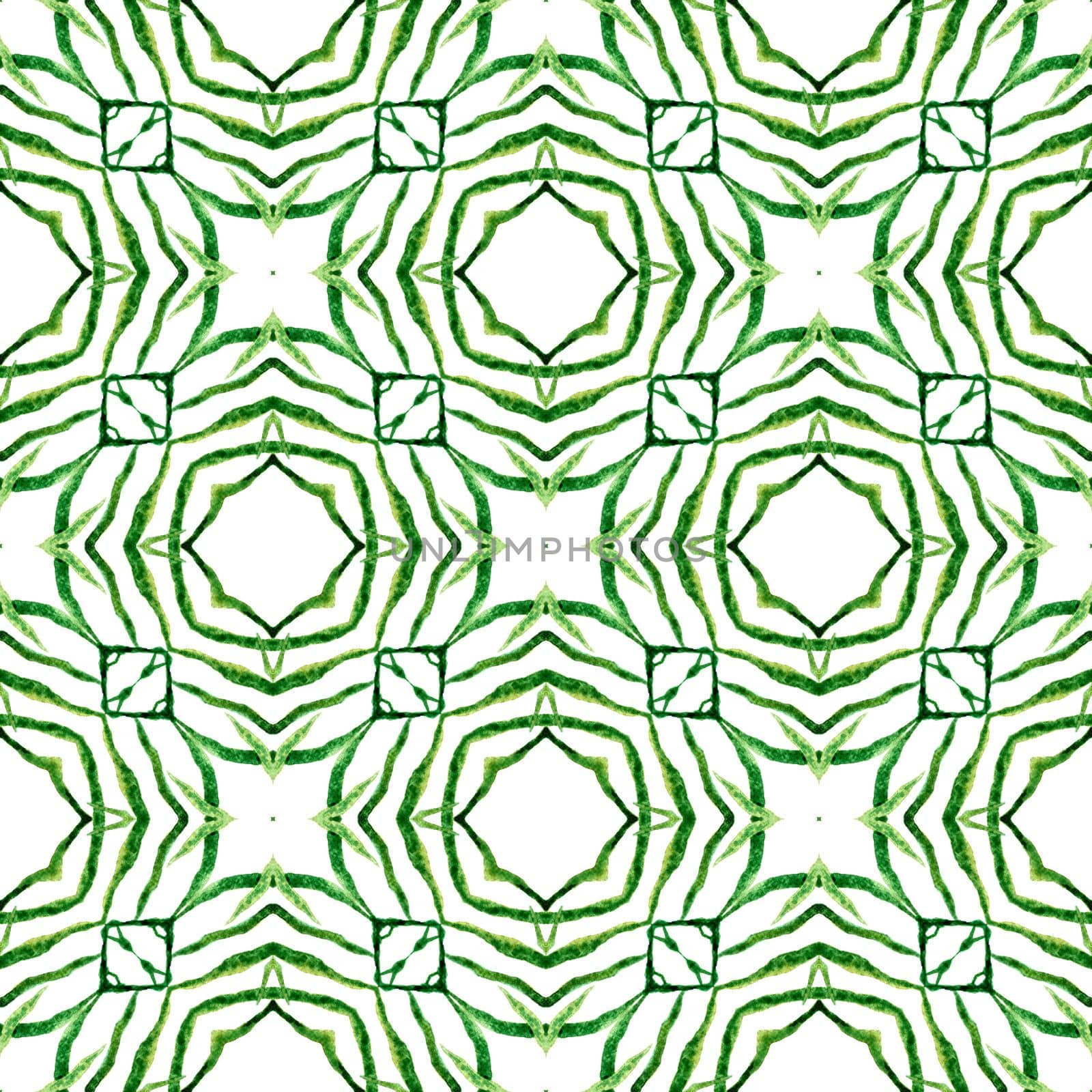 Chevron watercolor pattern. Green exquisite boho by beginagain