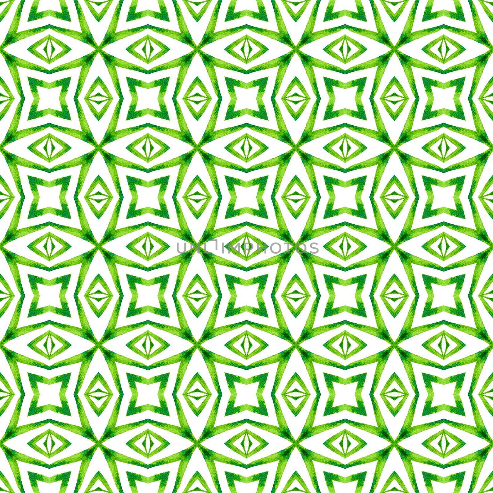 Ethnic hand painted pattern. Green bizarre boho by beginagain