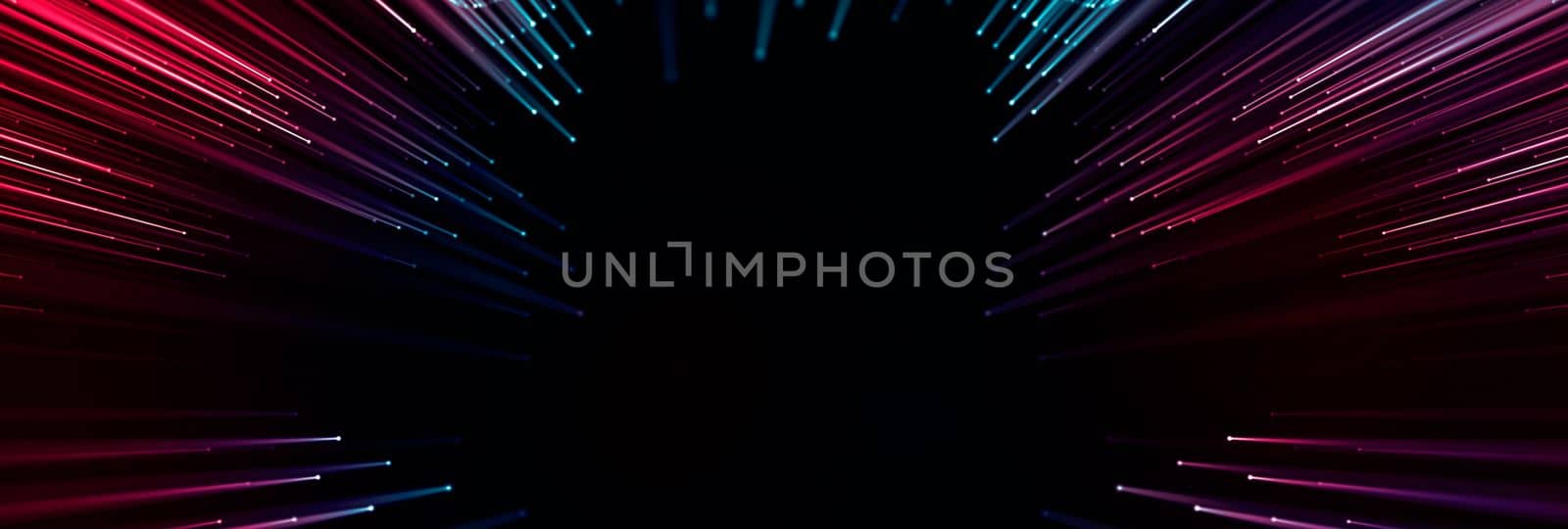 Panoramic technology red and blue background, connected points and led lines, technological. by ImagesRouges