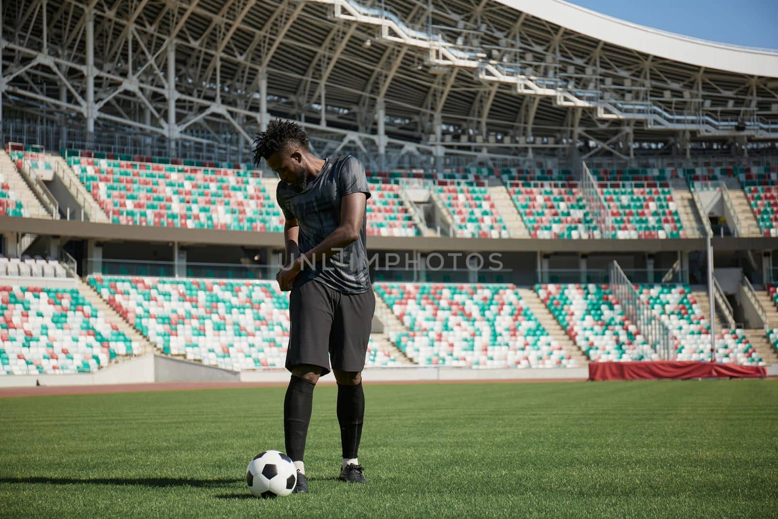 Football lifestyle. Man plays the match, game. Big dream, future professional player.