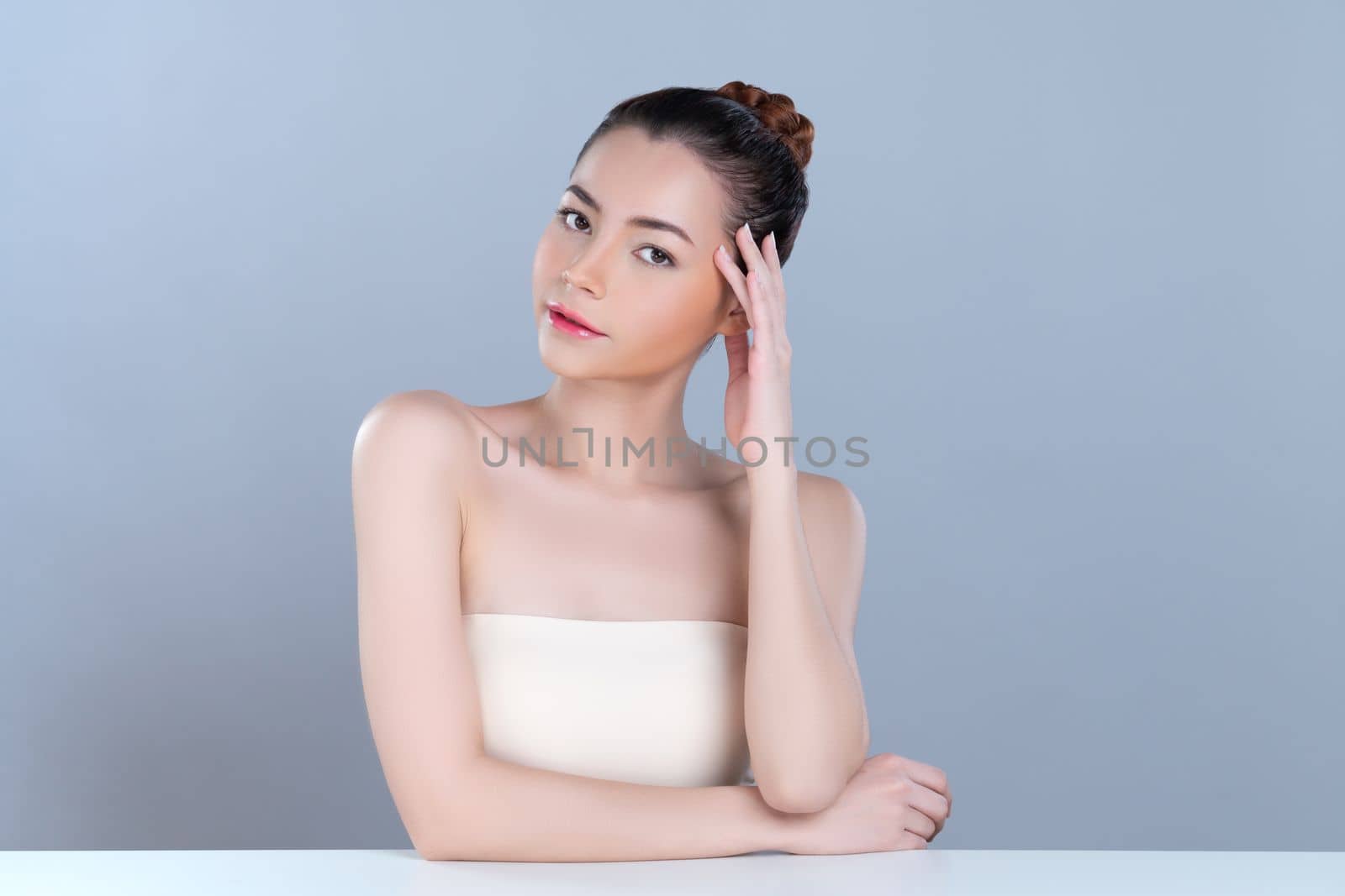 Glamorous beautiful woman with perfect smooth and clean skin advertisement. by biancoblue