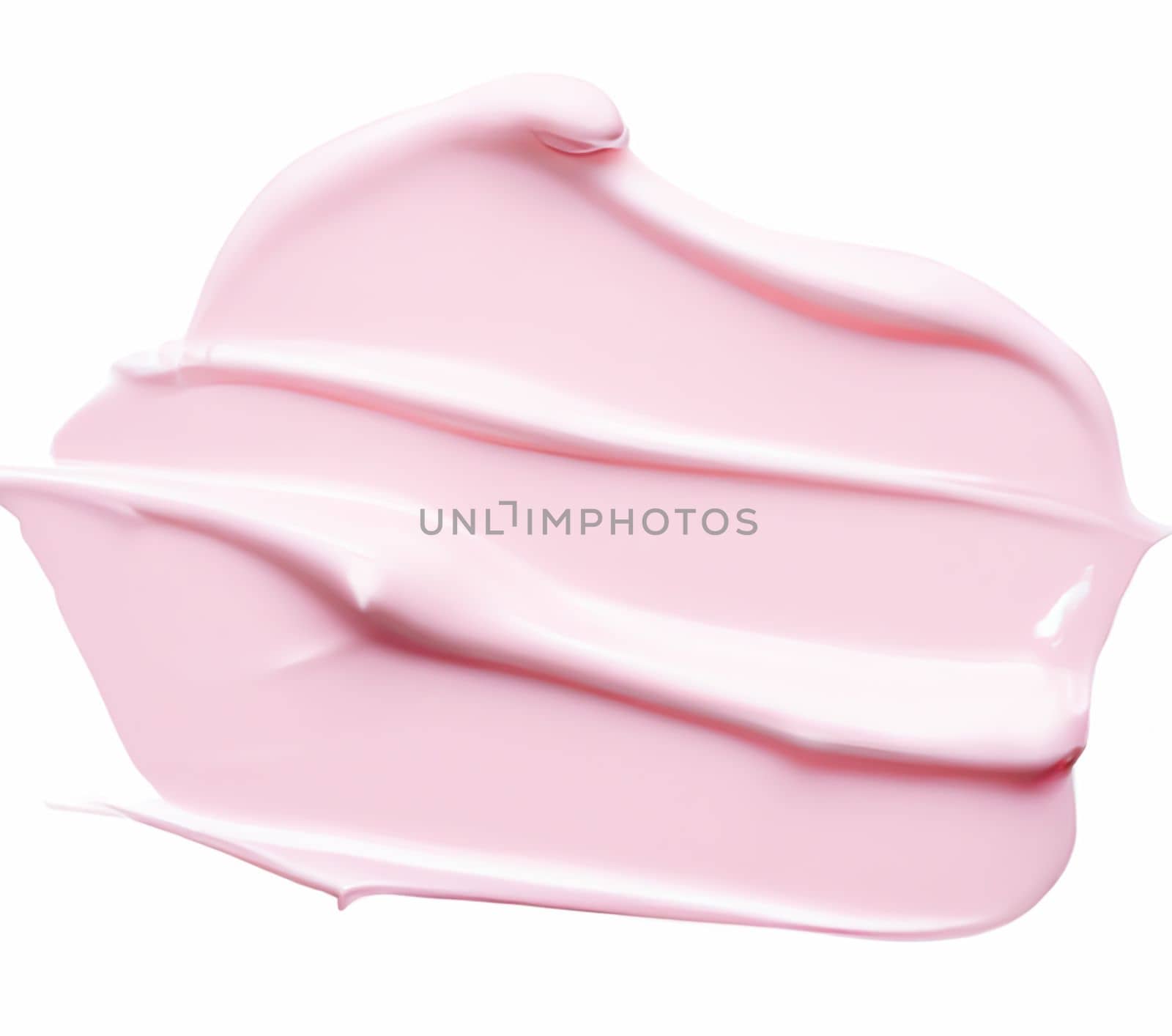 Pink liquid cosmetic smudge texture isolated on white background, generative AI by Anneleven