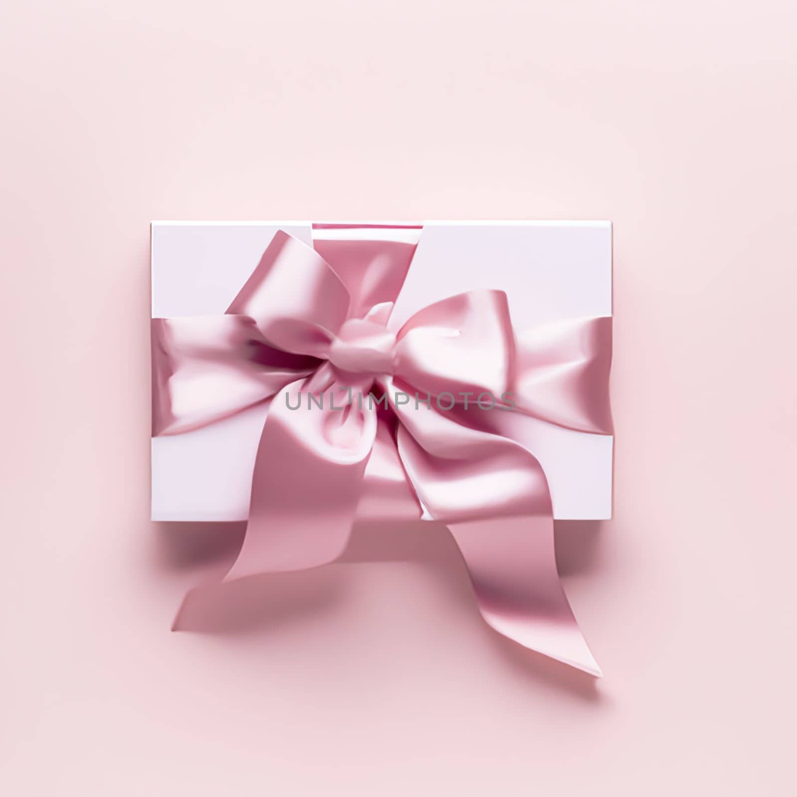 Luxury holiday gift box on pink background, generative AI by Anneleven