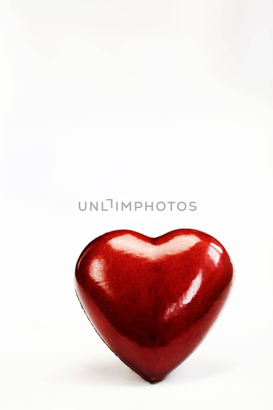 One red heart isolated on white background, copy space for text romantic,love,health,medical concept by Annebel146