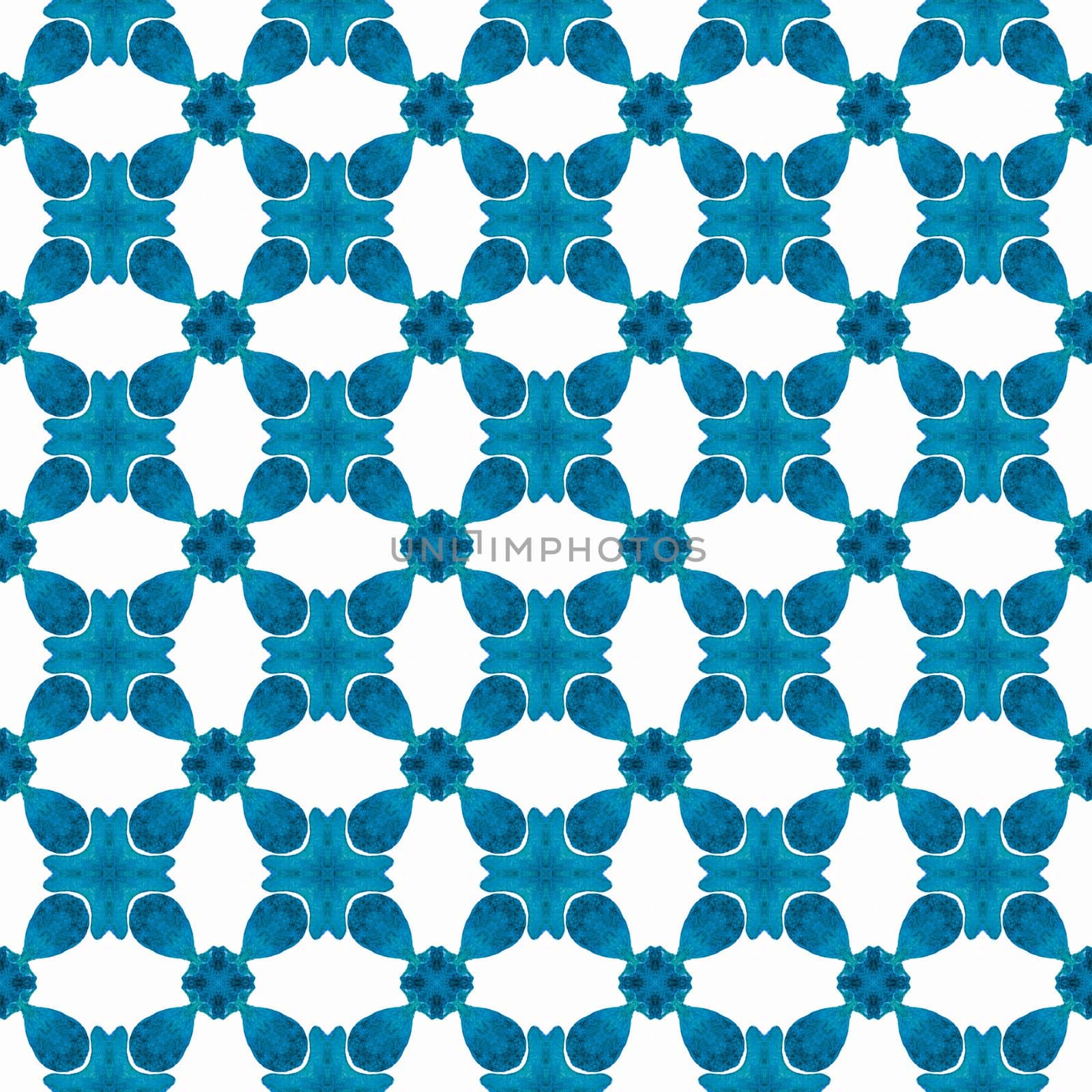Textile ready superb print, swimwear fabric, wallpaper, wrapping. Blue pleasing boho chic summer design. Arabesque hand drawn design. Oriental arabesque hand drawn border.