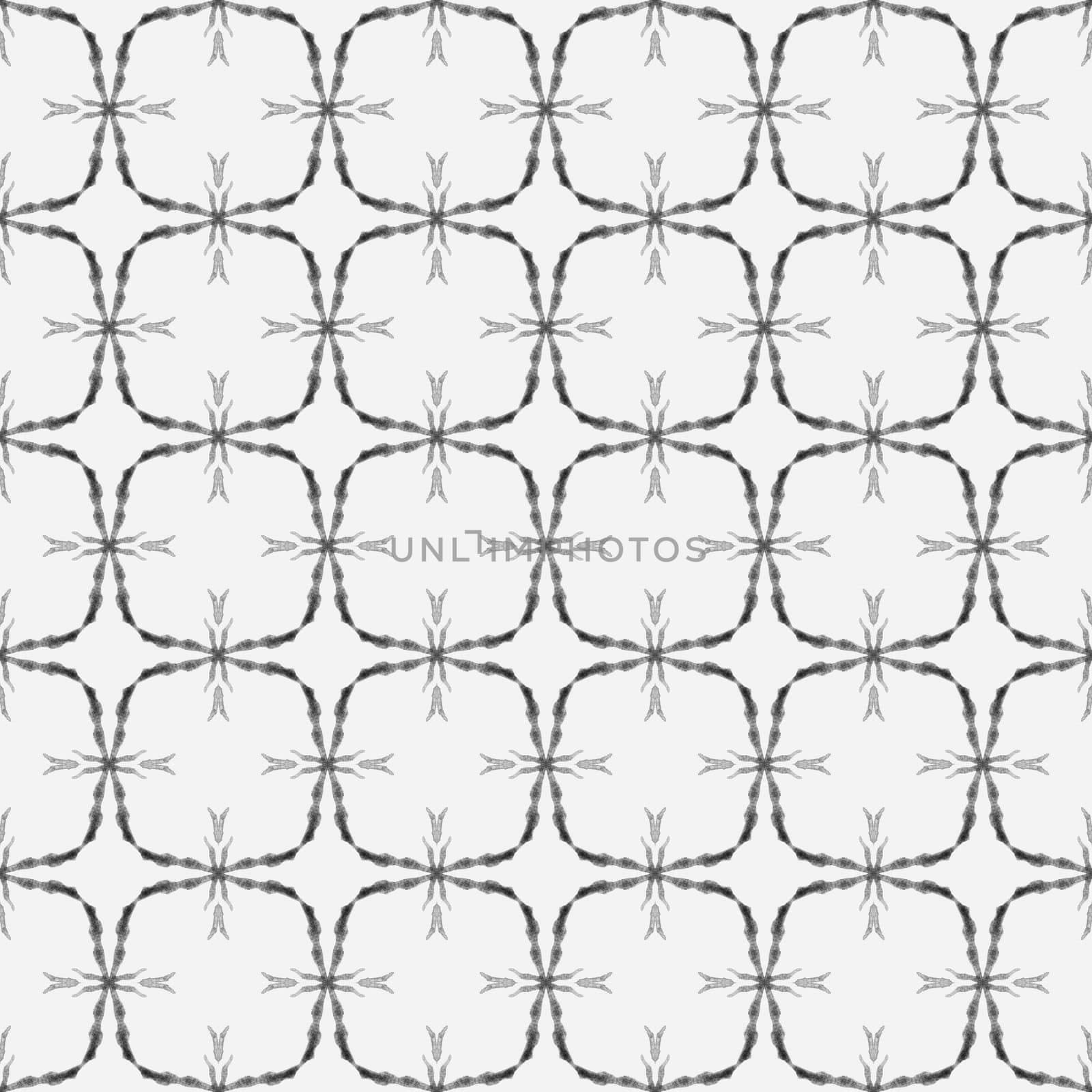 Textile ready optimal print, swimwear fabric, wallpaper, wrapping. Black and white classic boho chic summer design. Mosaic seamless pattern. Hand drawn green mosaic seamless border.