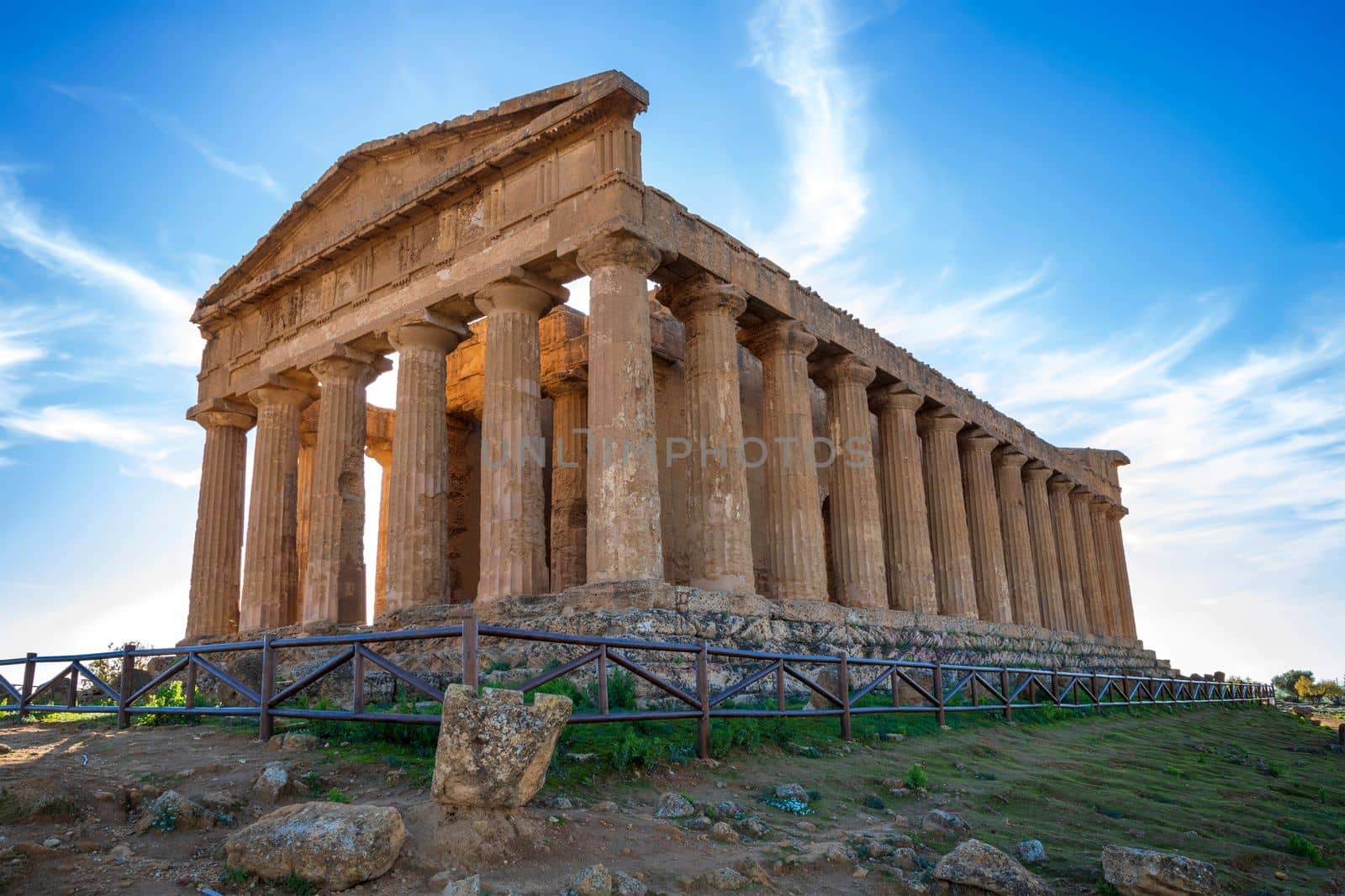 The famous Temple of Concordia in the Valley of Temples near Agrigento, Sicily, Italy