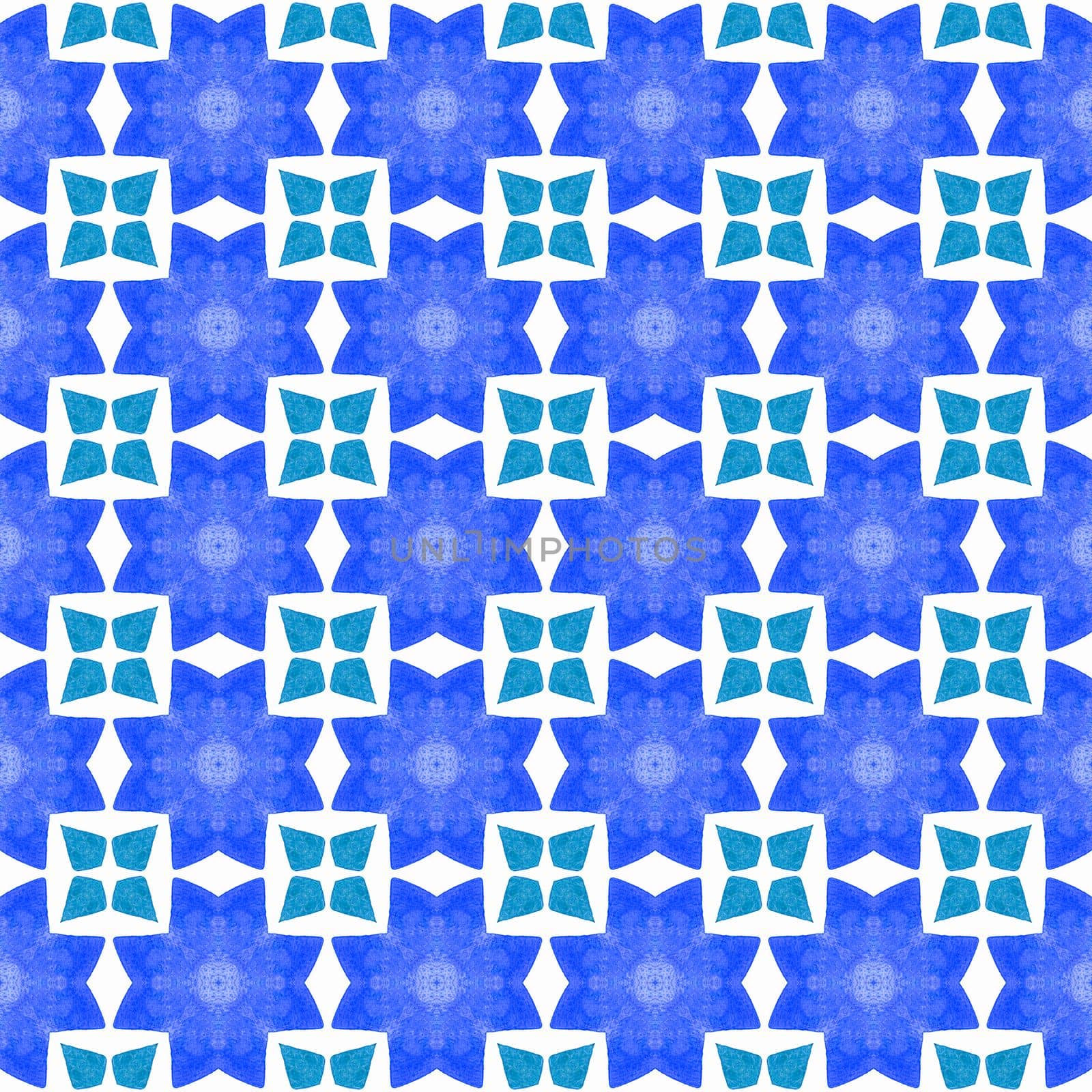 Textile ready unusual print, swimwear fabric, wallpaper, wrapping. Blue awesome boho chic summer design. Hand drawn tropical seamless border. Tropical seamless pattern.