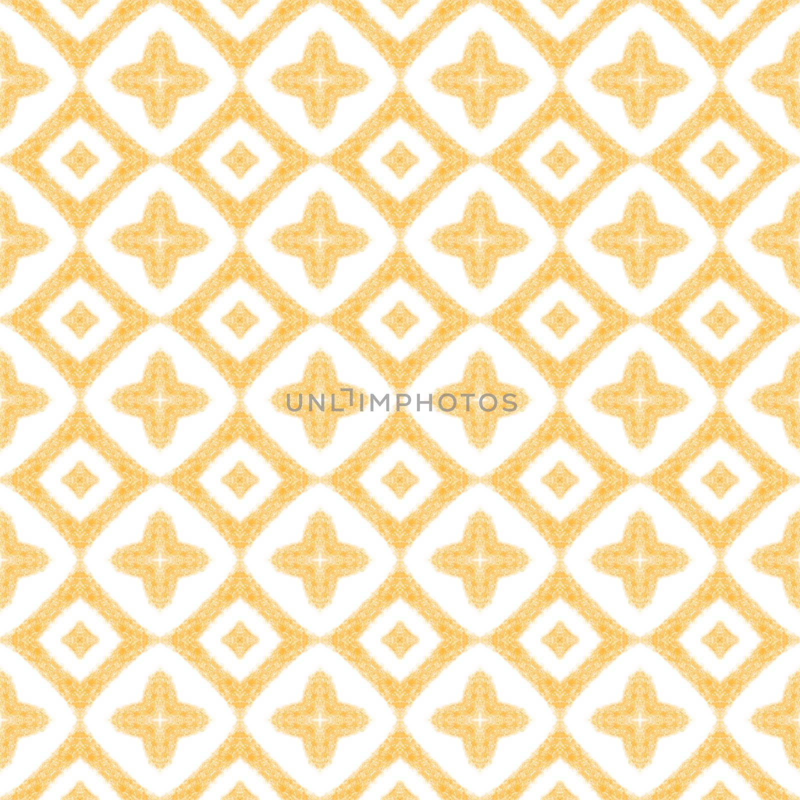 Textured stripes pattern. Yellow symmetrical kaleidoscope background. Trendy textured stripes design. Textile ready comely print, swimwear fabric, wallpaper, wrapping.
