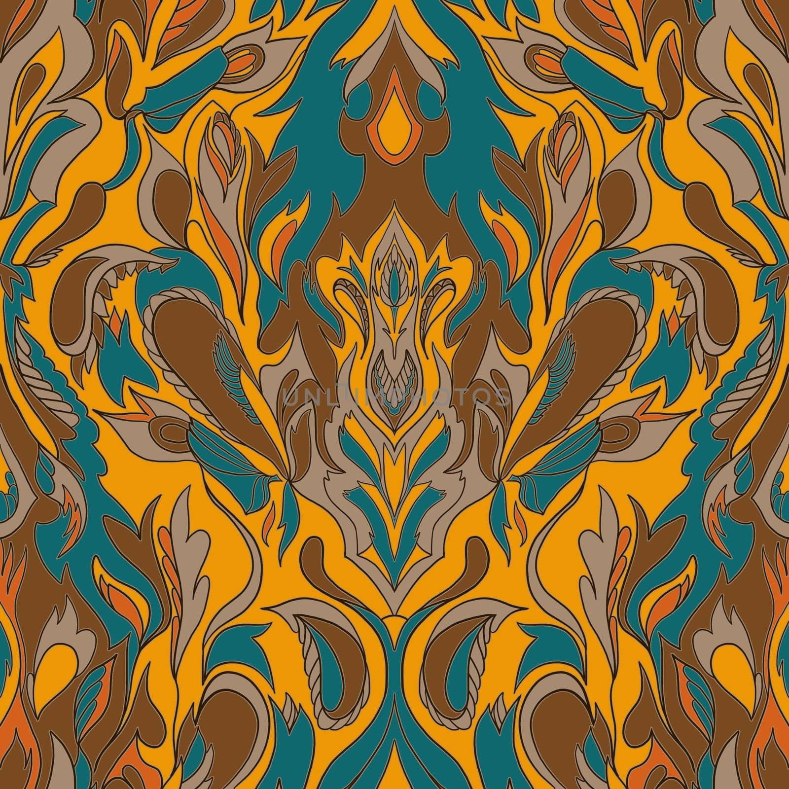 Tribal ikat flower ornament Indian ethnic seamless pattern design by fireFLYart